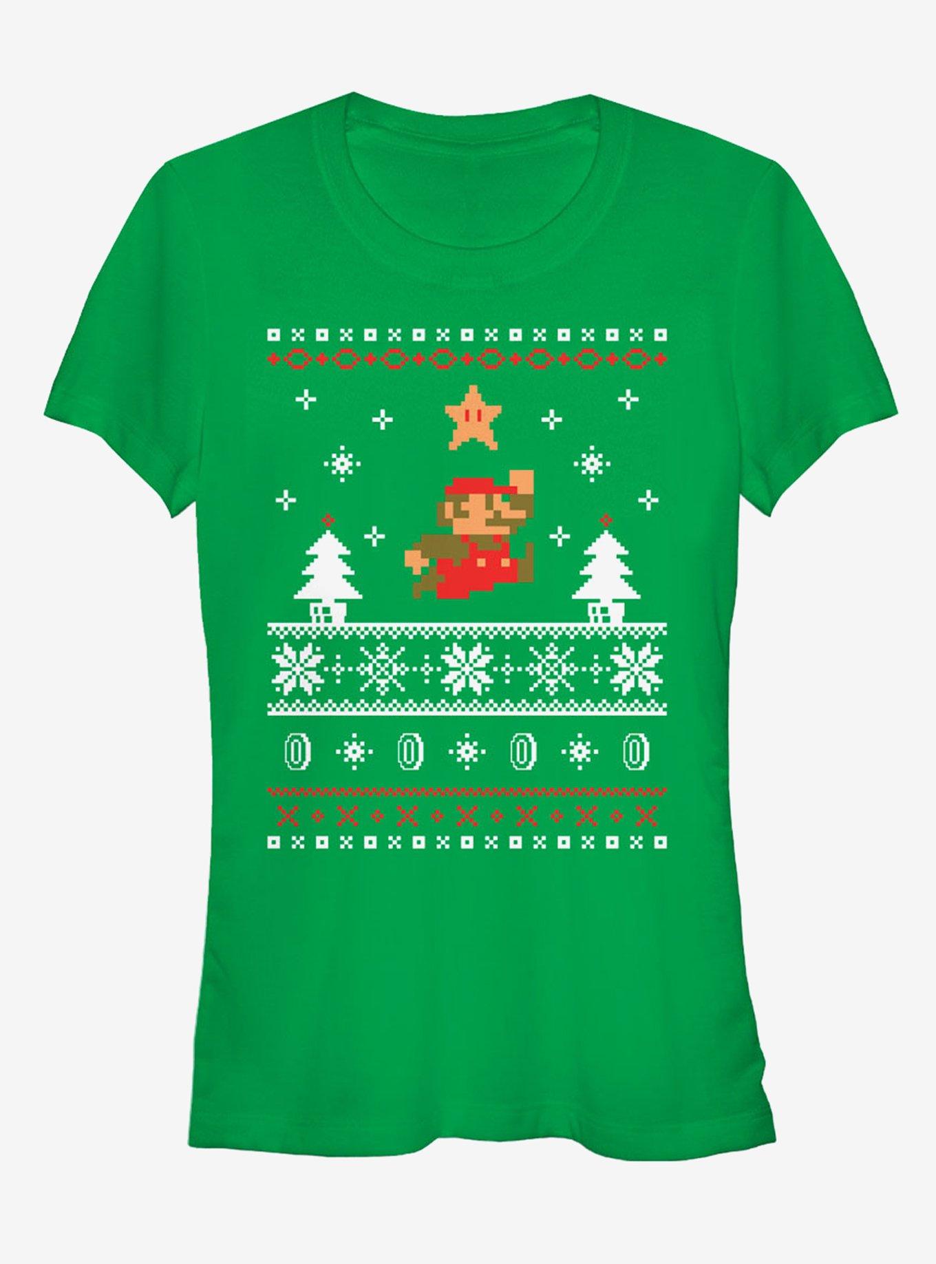 Nintendo Mario Ugly Christmas Sweater Girls T-shirt | Trendy Graphic Tee | Casual Unisex T-shirt