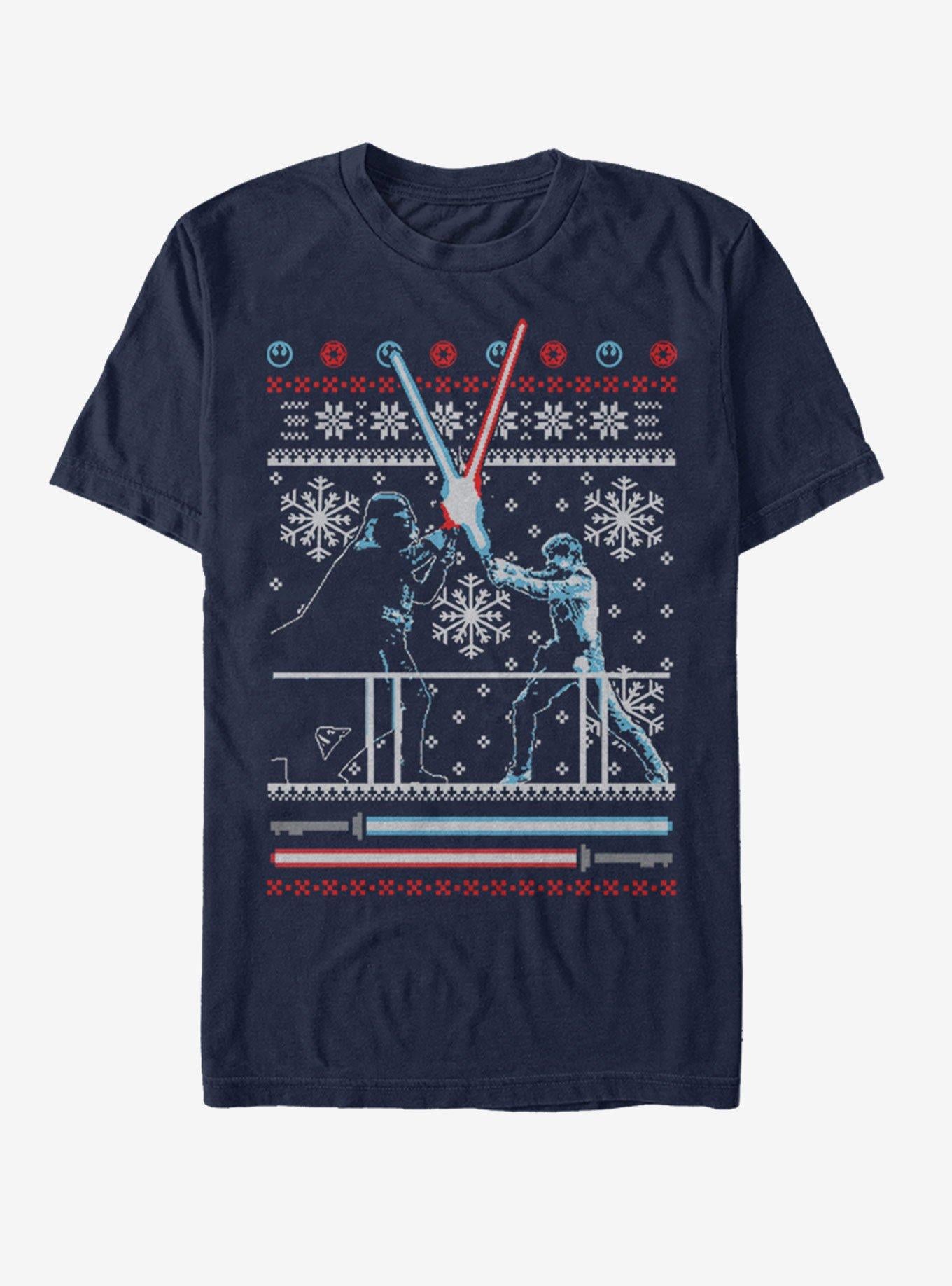 Star Wars Ugly Christmas Sweater Duel T-shirt | Trendy Graphic Tee | Casual Unisex T-shirt