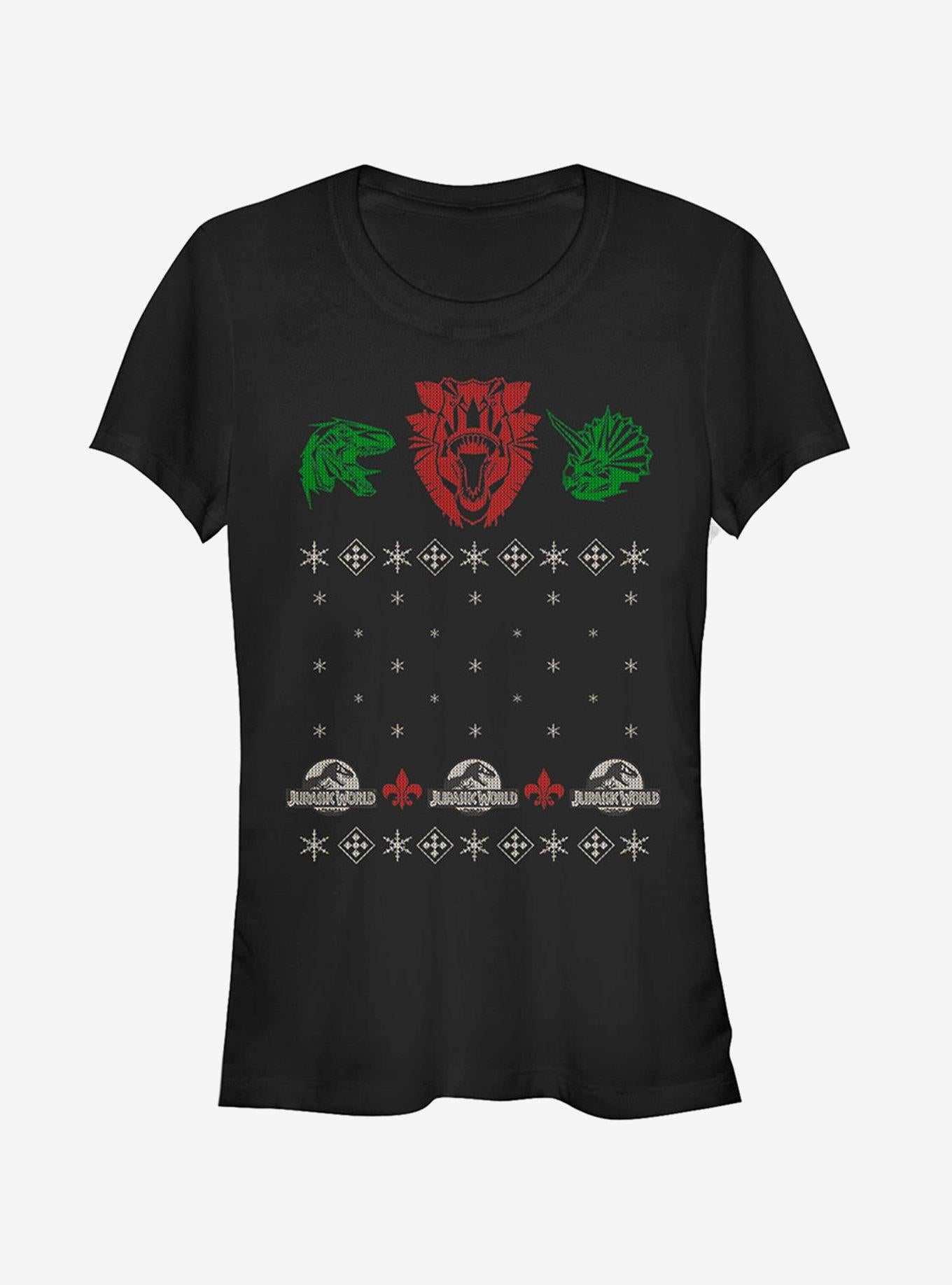 Ugly Christmas Sweater Raptor Girls T-shirt | Trendy Graphic Tee | Casual Unisex T-shirt
