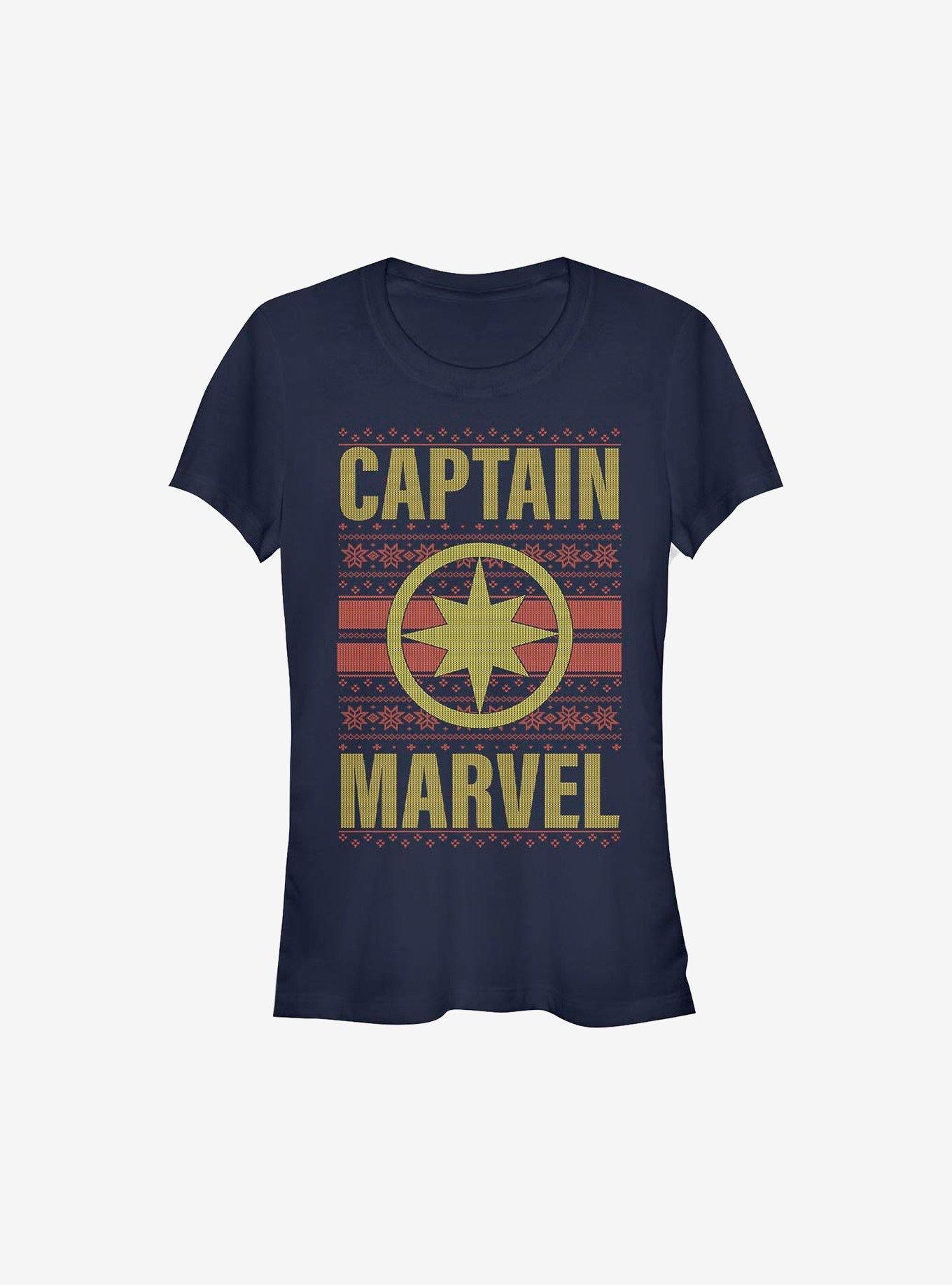 Marvel Captain Marvel Christmas Pattern Sweater Girls TShirt T-Shirt | Best-Selling Design | Perfect Holiday Gift