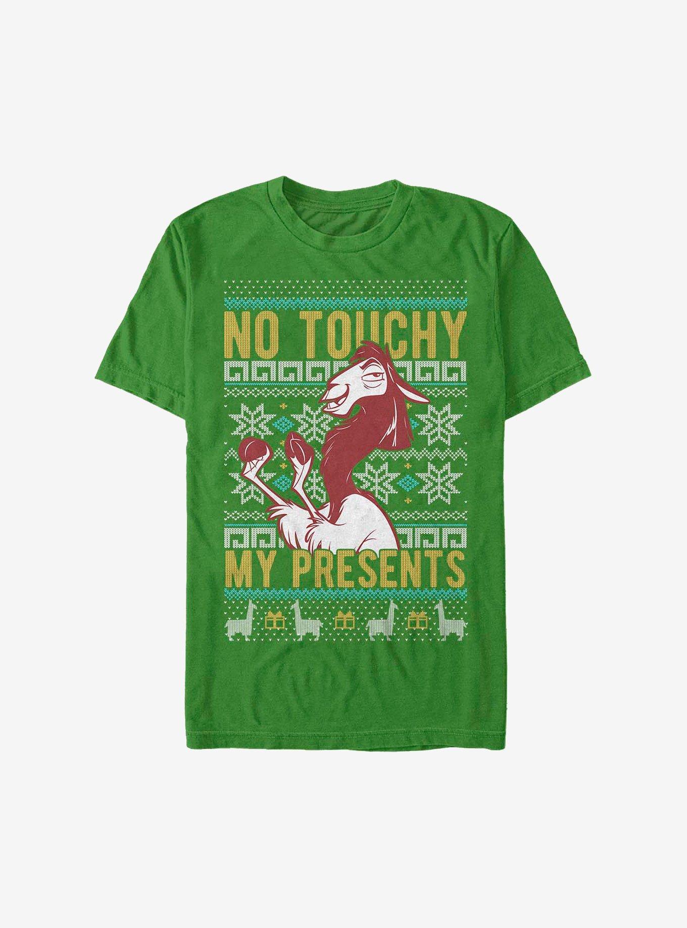 Disney The Emperor's New Groove No Touchy My Presents Ugly Christmas Sweater T-shirt | Trendy Graphic Tee | Casual Unisex T-shirt
