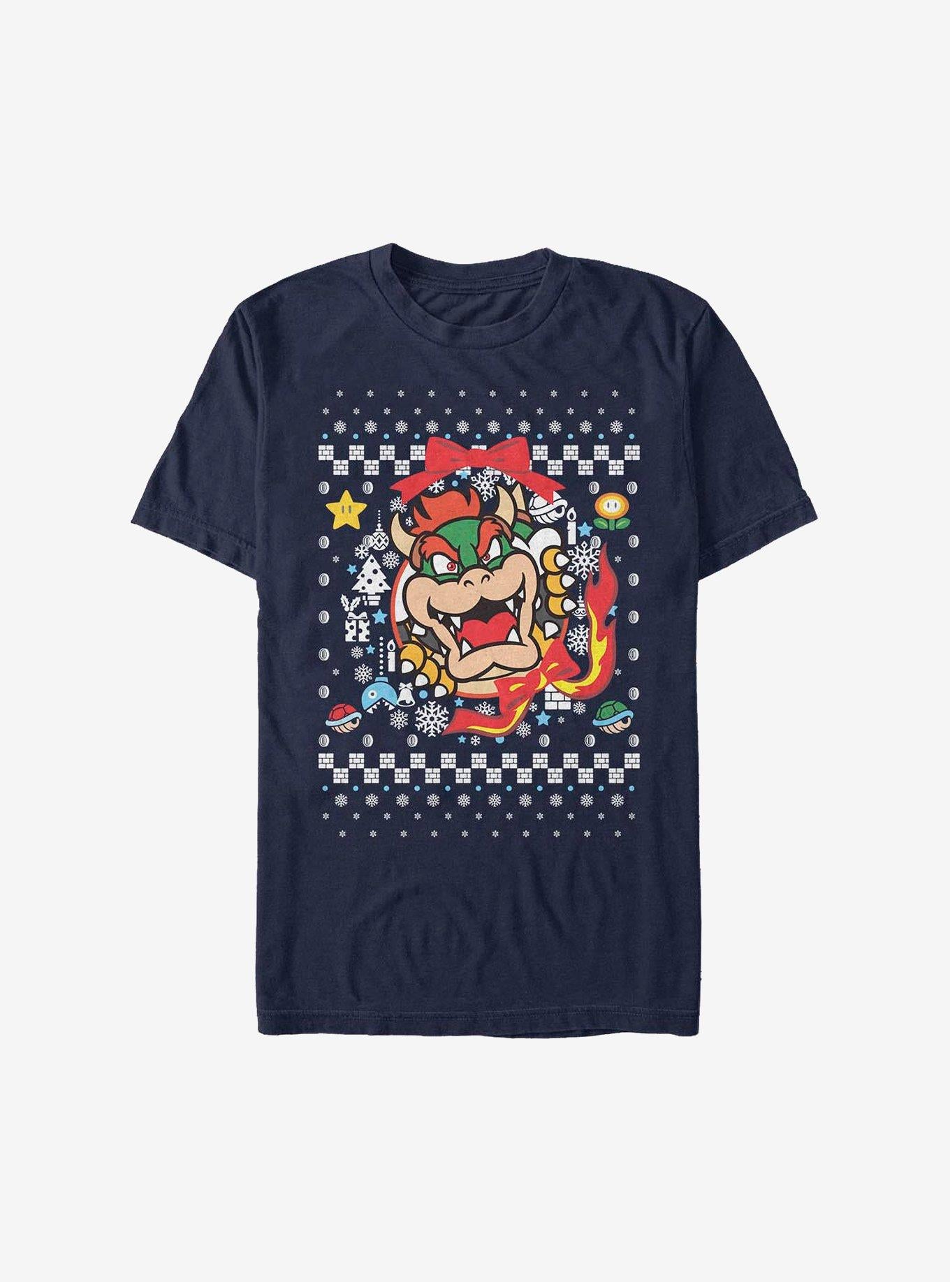 Super Mario Bowser Wreath Christmas Sweater T-shirt | Trendy Graphic Tee | Casual Unisex T-shirt