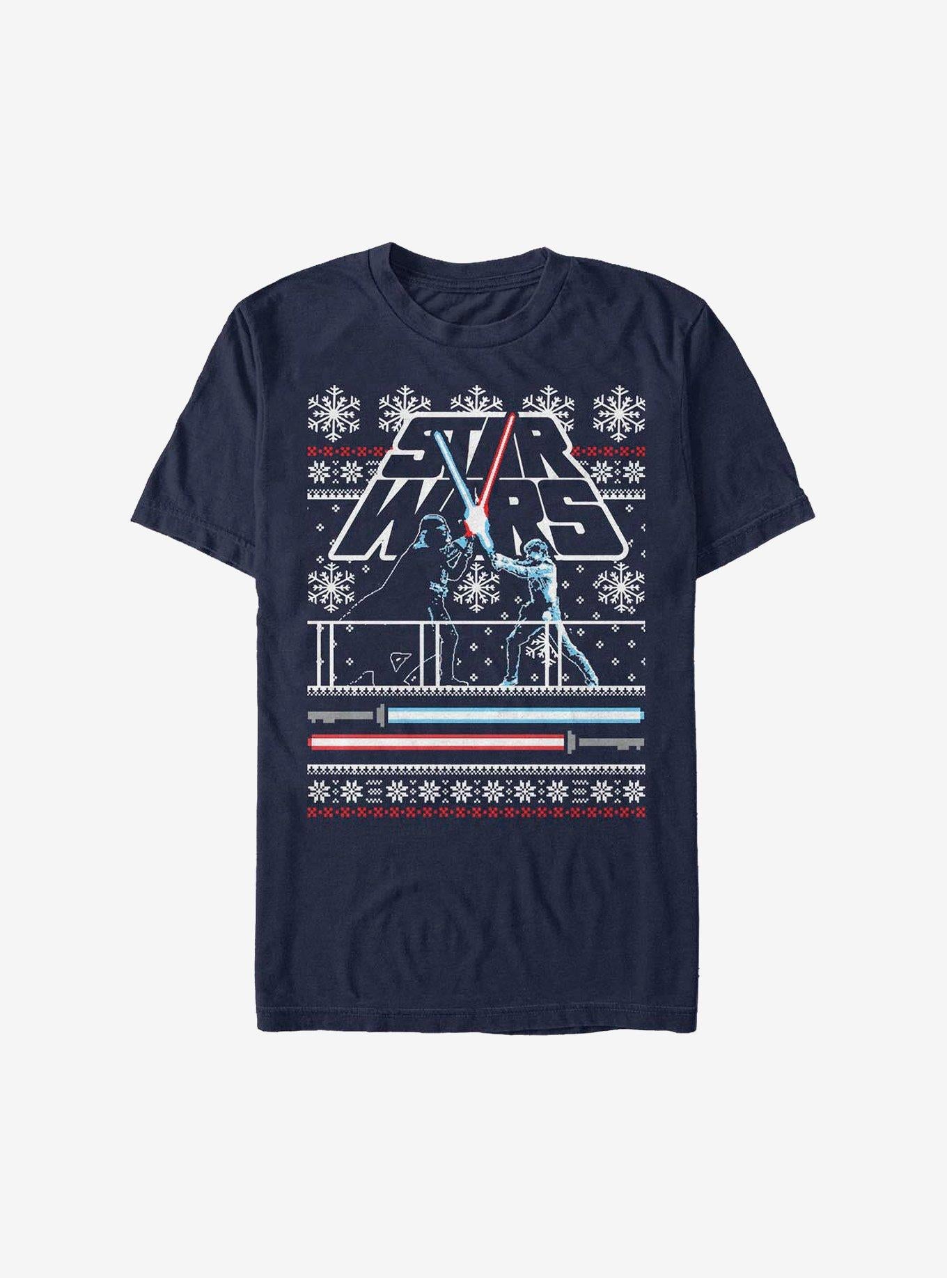 Star Wars Holiday Face Off Ugly Christmas Sweater T-shirt | Trendy Graphic Tee | Casual Unisex T-shirt