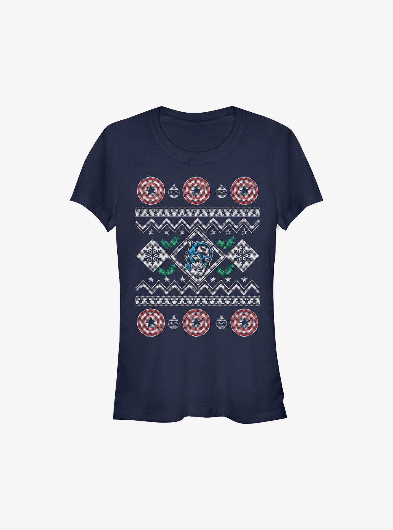 Marvel Captain America Christmas Pattern Sweater Girls T-Shirt T-Shirt – Unique Character Design | High Demand Item