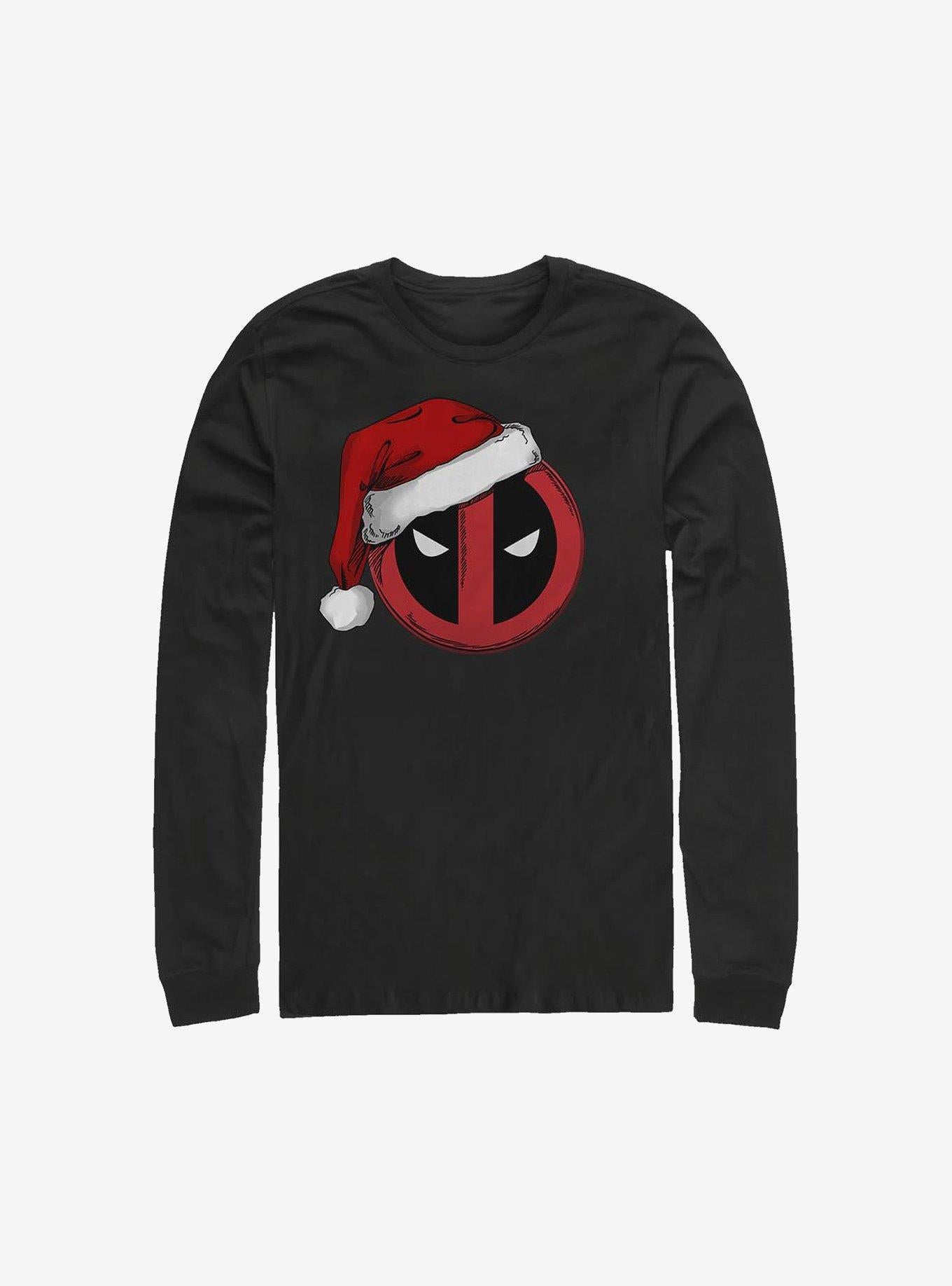 Marvel Deadpool Santa Hat Christmas LongSleeve TShirt T-Shirt | Cute Festive Style | Top Pick For Gifting