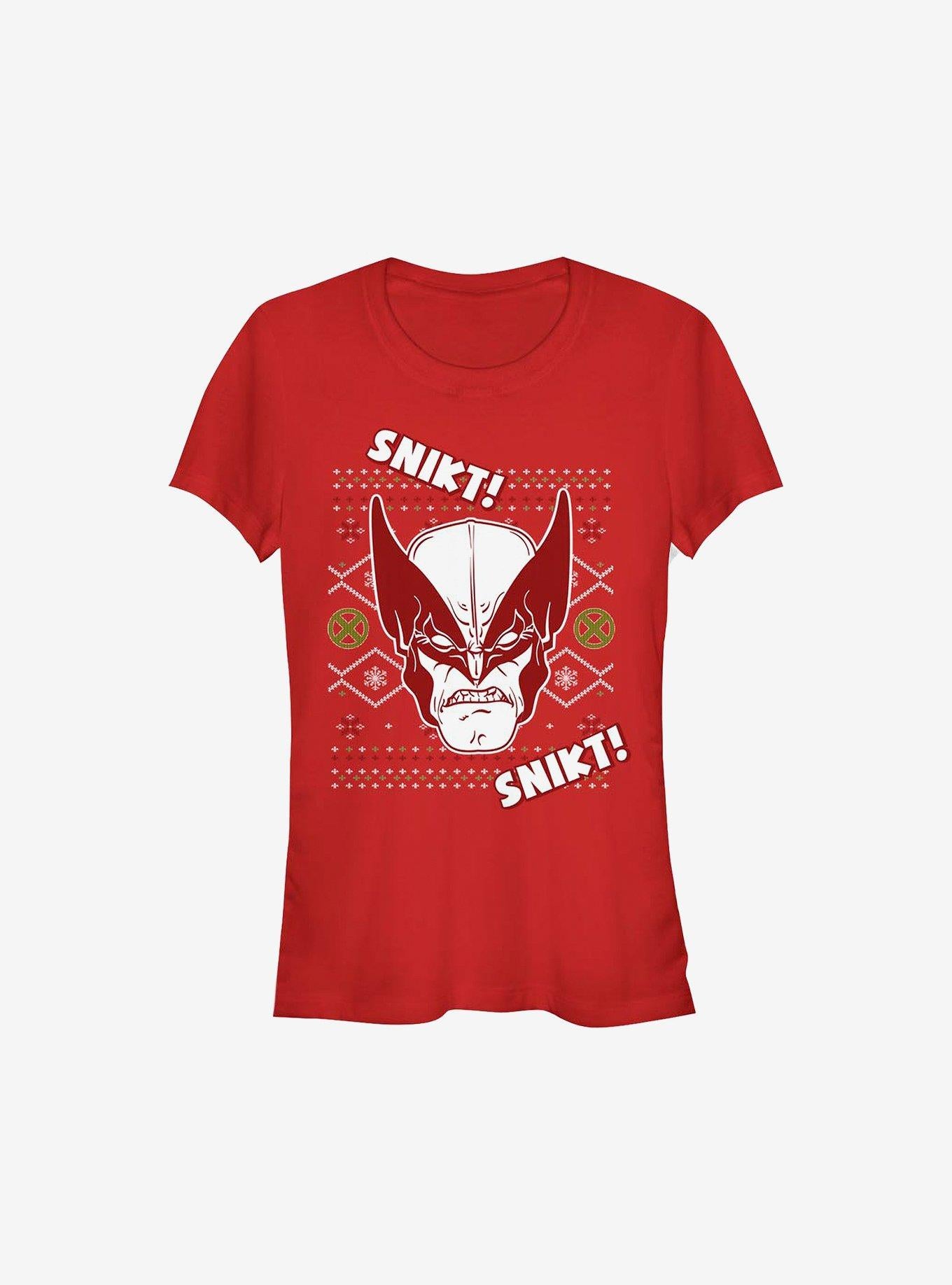 Marvel XMen Wolverine Christmas Pattern Girls TShirt T-Shirt | Seasonal Must-Have | Perfect Holiday Gift