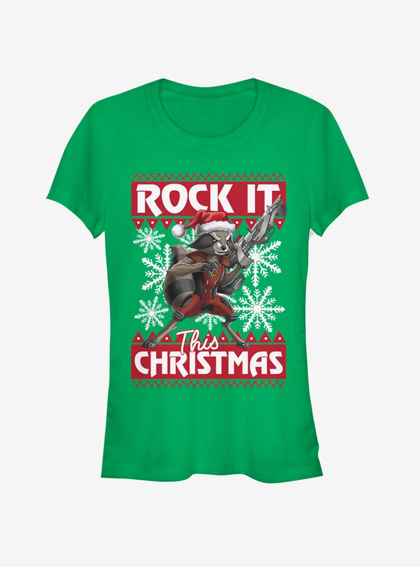 Marvel Guardians Of The Galaxy Rocket Christmas Girls TShirt T-Shirt | High-Quality Print | Great For Christmas Season