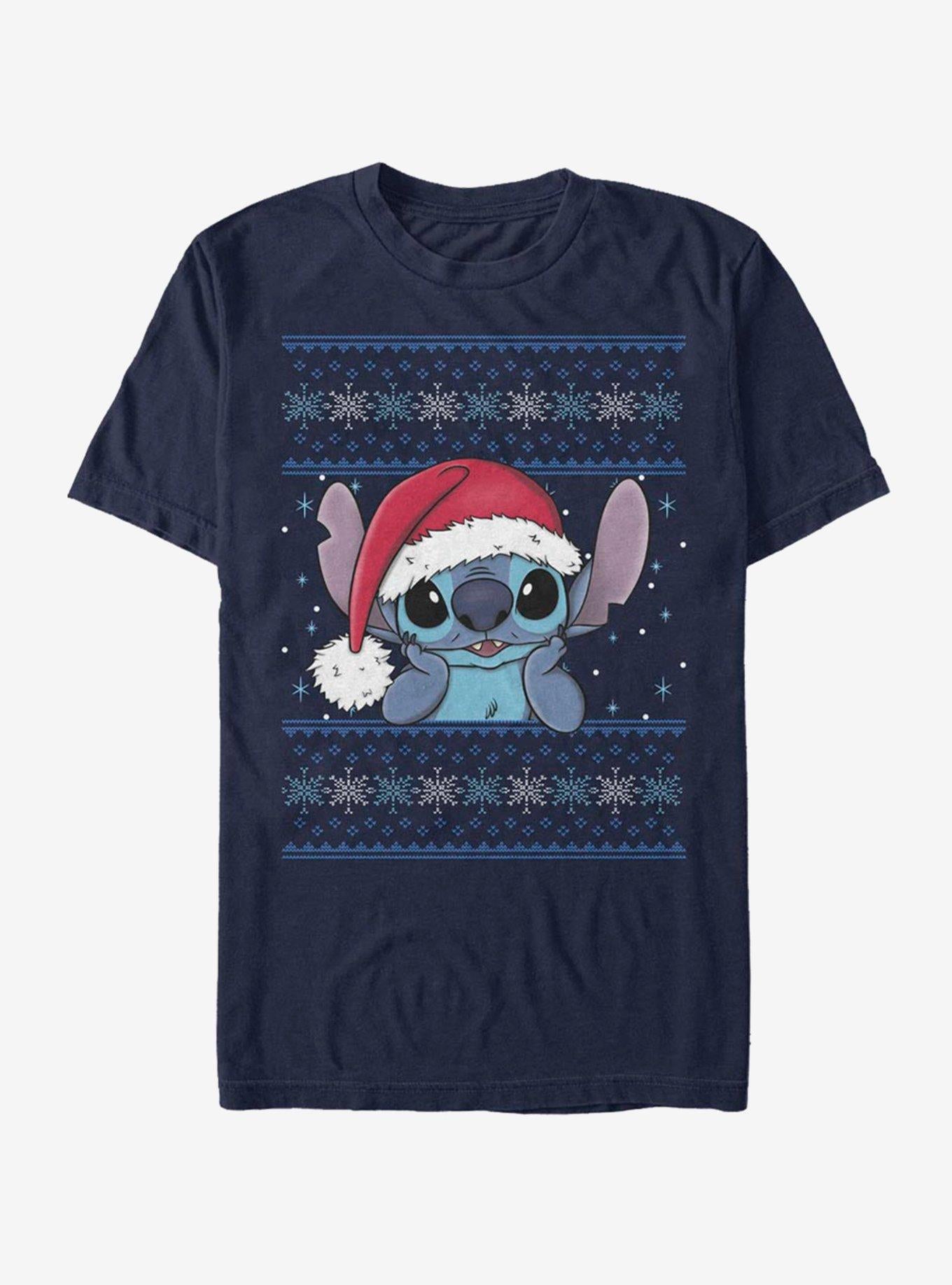 Disney Lilo Stitch Holiday Stitch Wearing Santa Hat T-Shirt T-Shirt – Top Trending Graphic | Great Gift for Fans