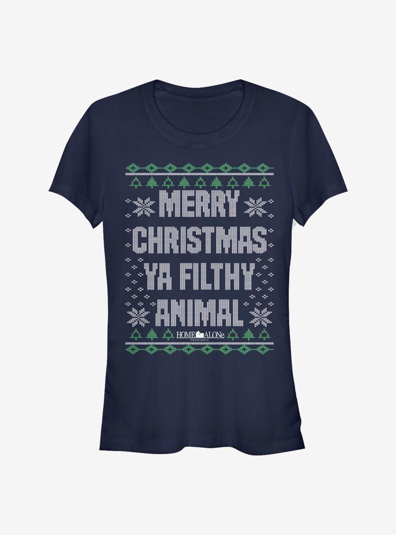 Home Alone Merry Christmas Ya Filthy Animal Ugly Holiday Girls T-shirt | Trendy Graphic Tee | Casual Unisex T-shirt