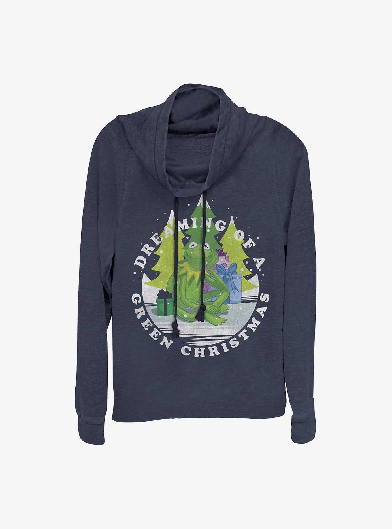 Disney The Muppets Dreaming Of Green Christmas Cowlneck LongSleeve Girls TShirt T-Shirt | Fan Favorite Artwork | Perfect Holiday Gift