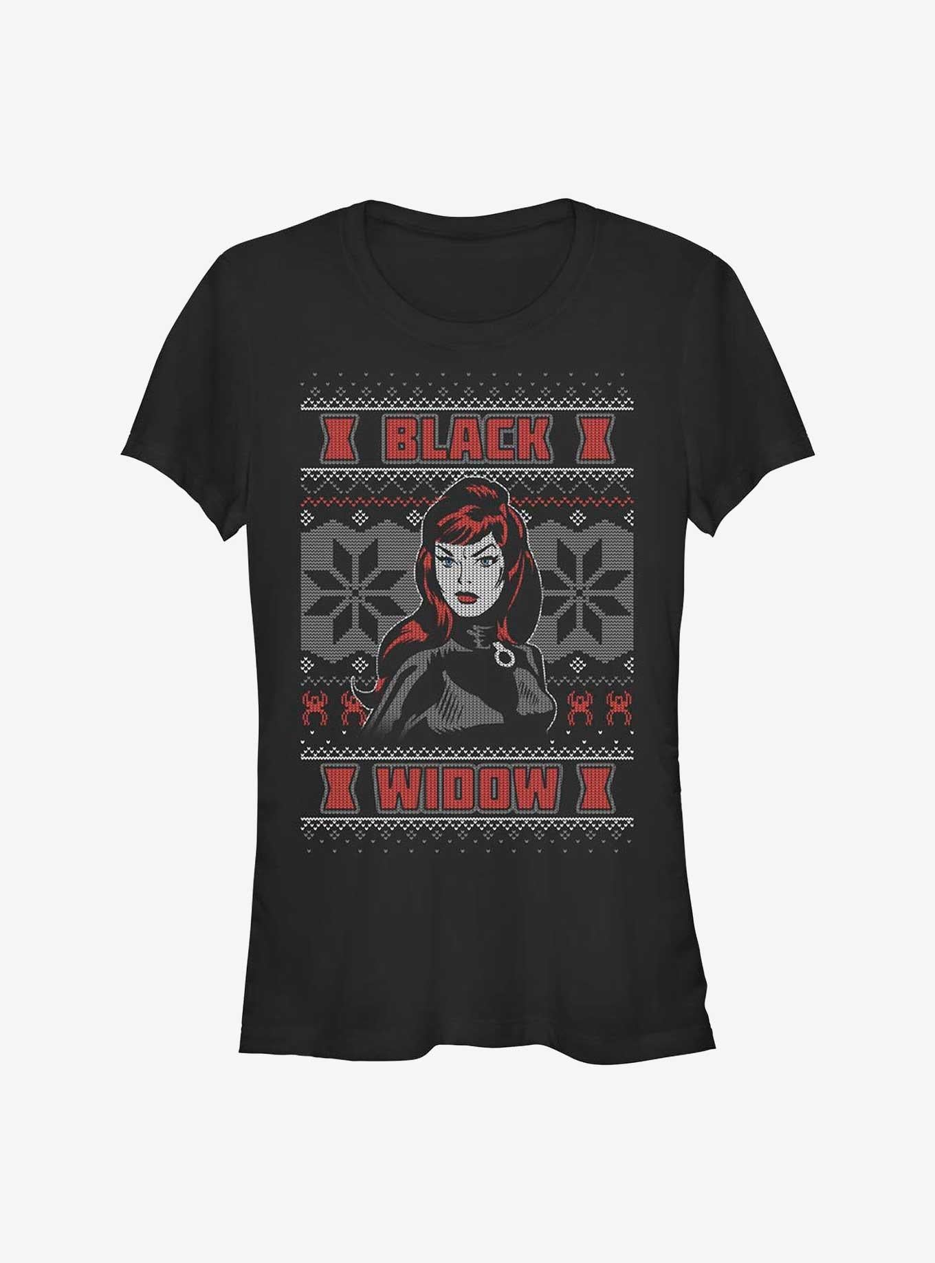 Marvel Black Widow Ugly Christmas Girls TShirt T-Shirt | Holiday Edition | Great For Christmas Season