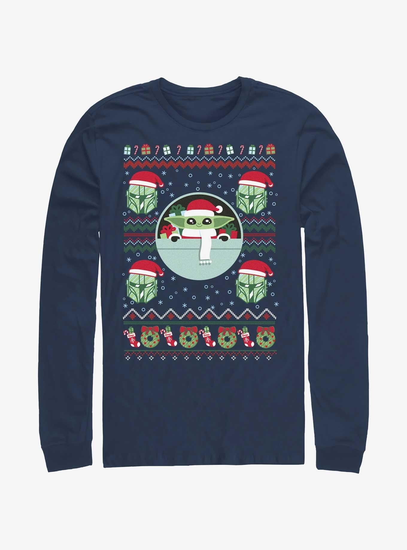 Star Wars The Mandalorian Grogu Ugly Christmas Long-sleeve T-shirt | Trendy Graphic Tee | Casual Unisex T-shirt