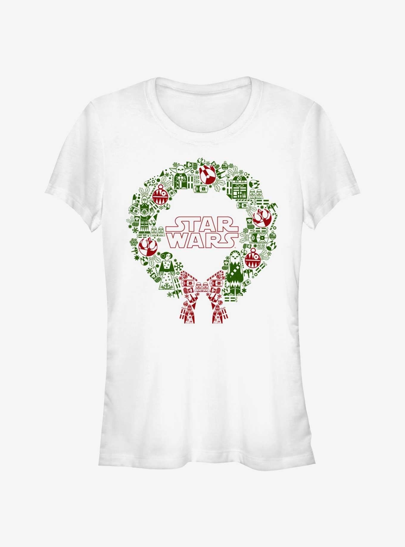 Star Wars Christmas Wreath Icon Fill Girls TShirt T-Shirt | Holiday Edition | Limited Christmas Style