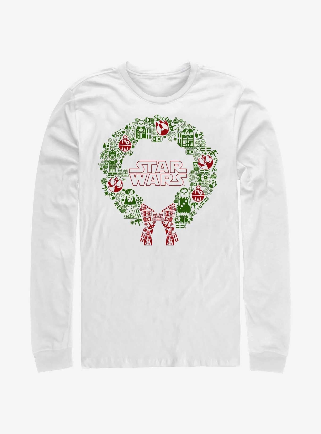 Star Wars Christmas Wreath Icon Fill LongSleeve TShirt T-Shirt | High-Quality Print | Great For Christmas Season