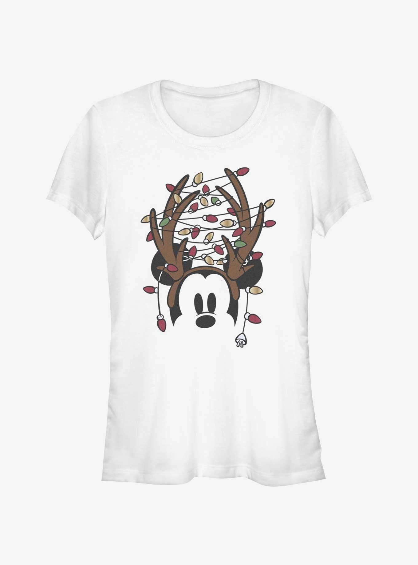 Disney Mickey Mouse Christmas Light Antlers Girls T-Shirt T-Shirt – Premium Quality Print | Perfect for Daily Wear