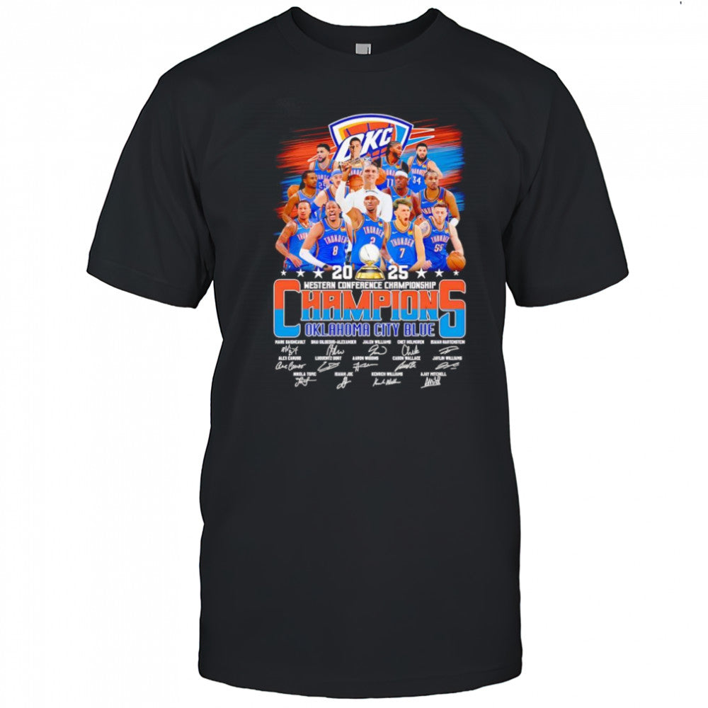 2025 Western Conference Championship Champions Oklahoma City Blue signature shirt