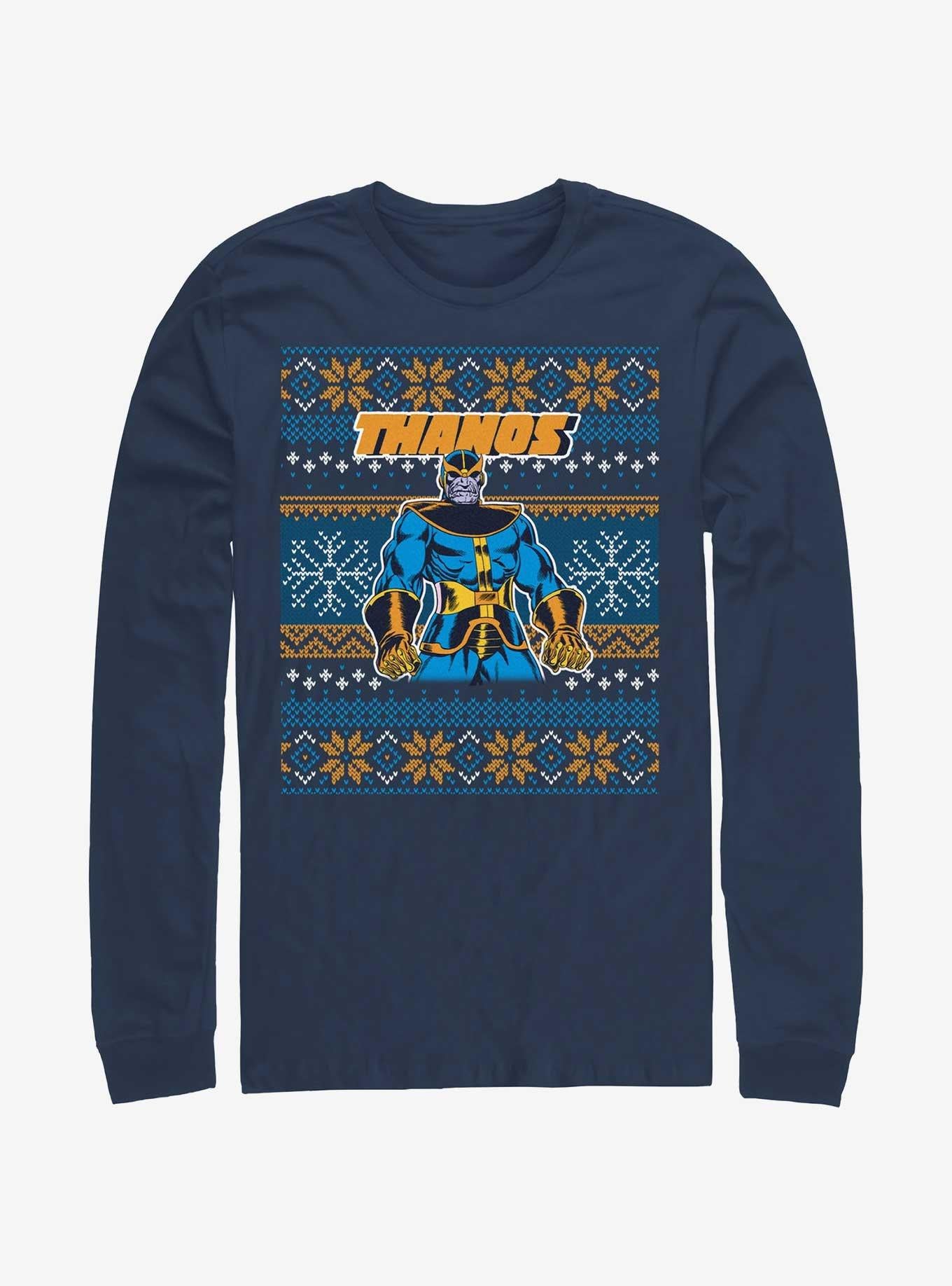 Marvel Thanos Ugly Christmas Long-sleeve T-shirt | Trendy Graphic Tee | Casual Unisex T-shirt