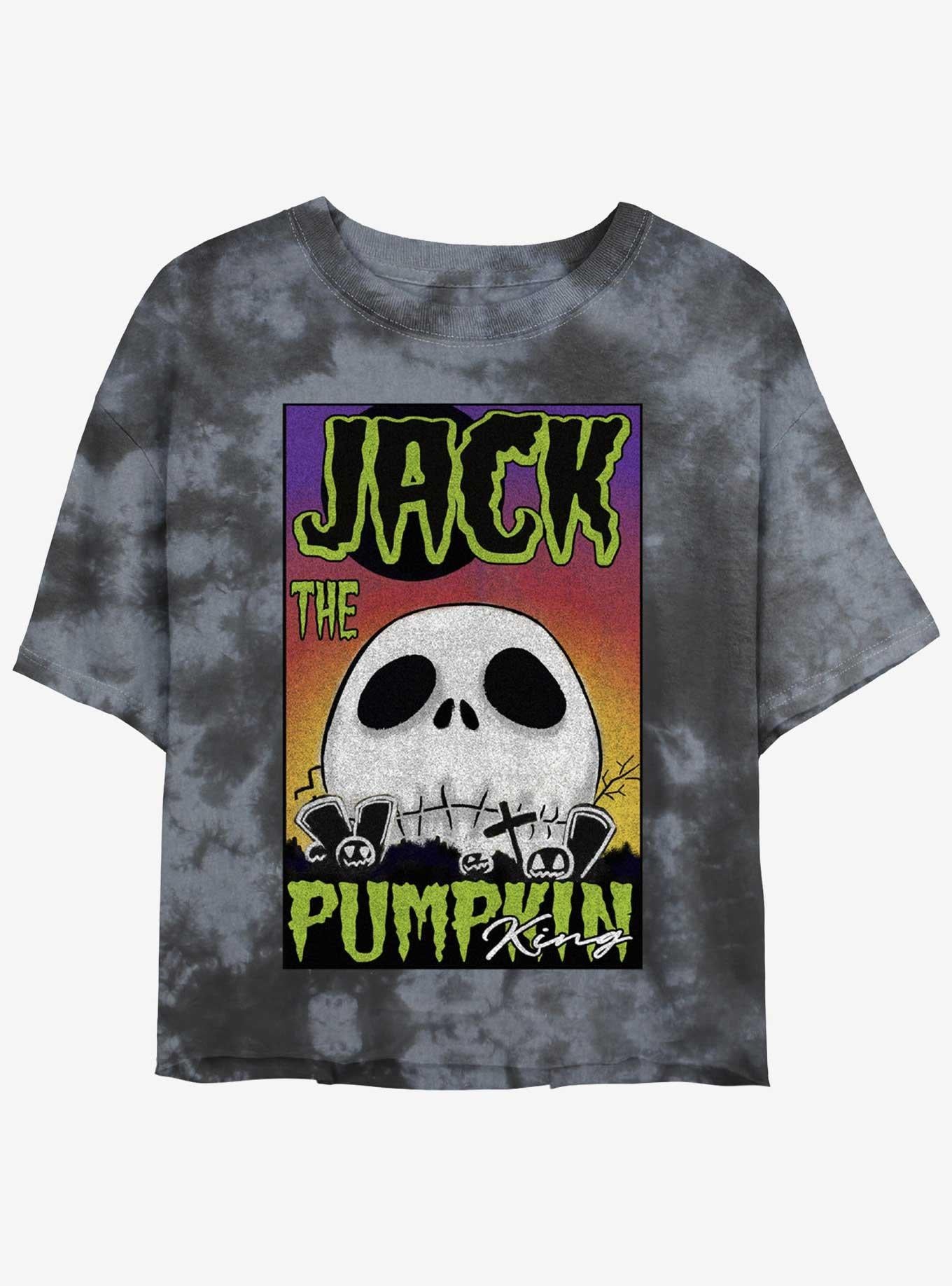 Disney The Nightmare Before Christmas Jack The Pumpkin King Skull Poster Tie-Dye Girls Crop T-Shirt