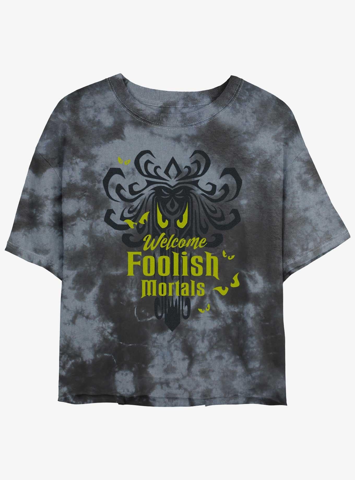 Disney Haunted Mansion Spooky Eyes Welcome Foolish Mortals Tie-Dye Girls Crop T-Shirt
