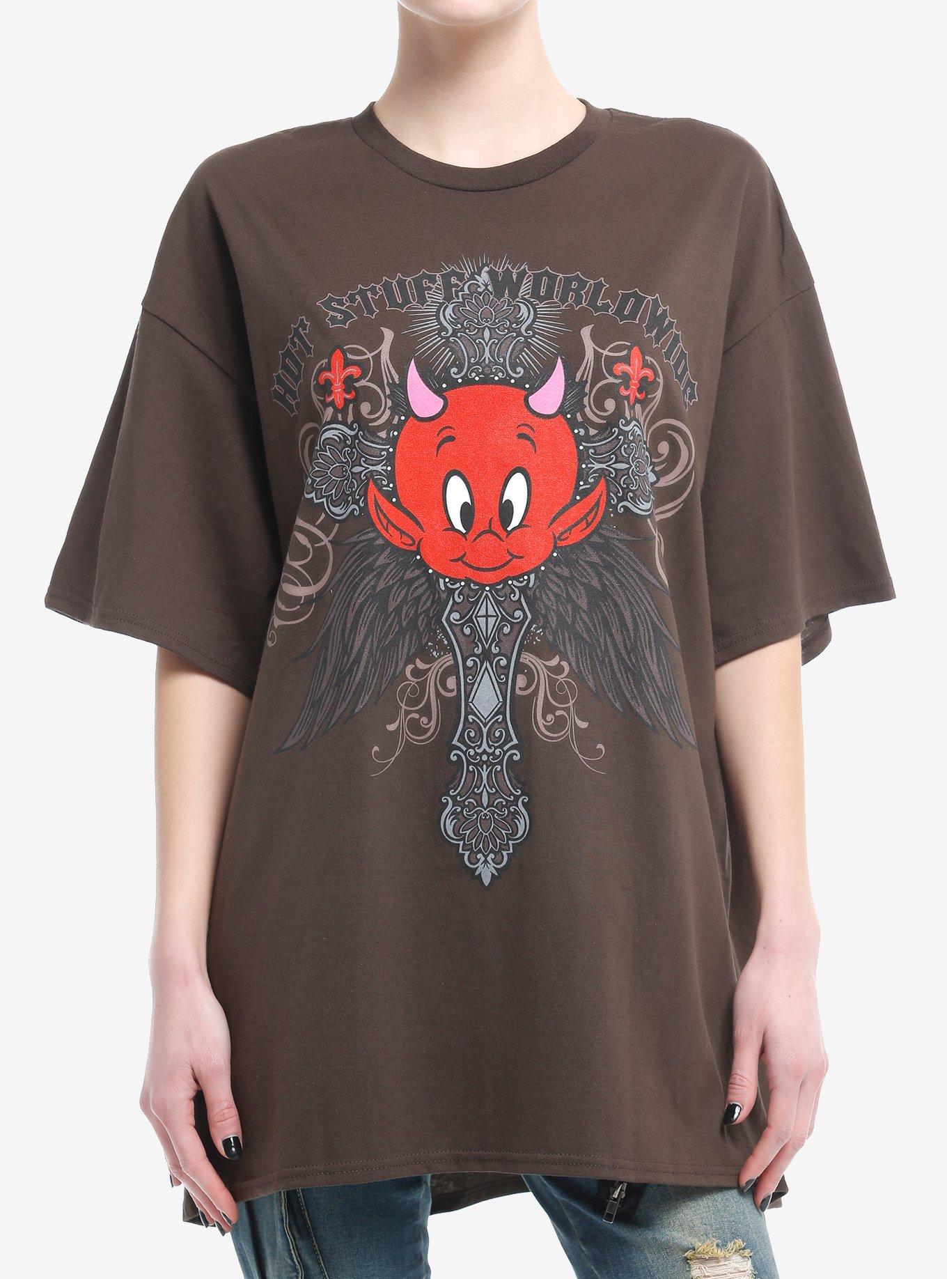 Hot Stuff Ornate Cross Girls Oversized T-shirt | Trendy Graphic Tee | Casual Unisex T-shirt