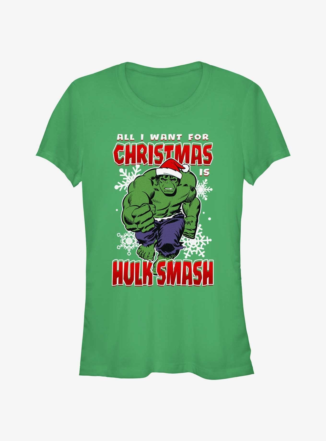 Marvel The Hulk Christmas Hulk Smash Girls T-Shirt T-Shirt – High Detail Graphic | High Demand Item