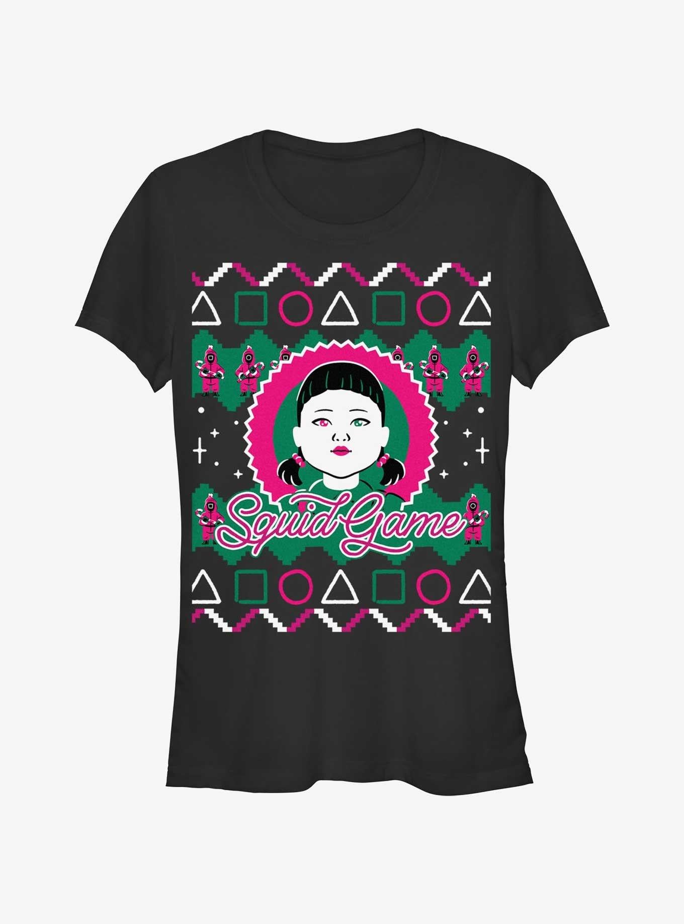 Squid Game YoungHee Doll Ugly Christmas Girls TShirt T-Shirt | Vintage Christmas Look | Great For Christmas Season