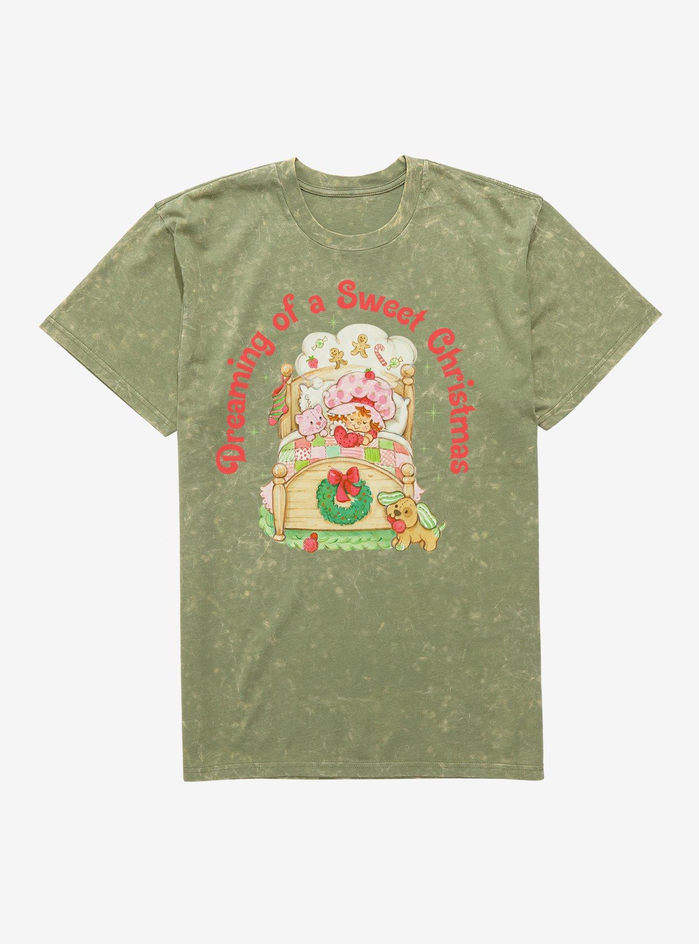 Strawberry Shortcake Dreaming Of A Sweet Christmas Mineral Wash TShirt T-Shirt | Holiday Edition | Perfect Holiday Gift