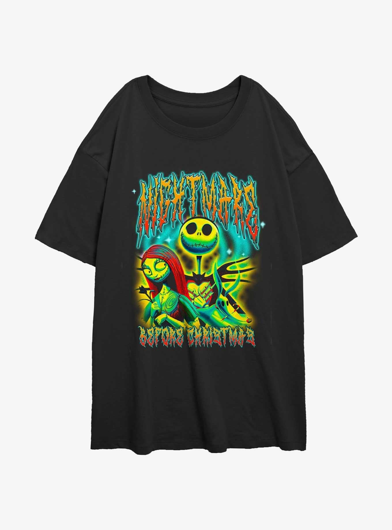 Disney The Nightmare Before Christmas Graffiti Jack and Sally Girls Oversized TShirt T-Shirt | Top Trending Graphic | Limited Christmas Style