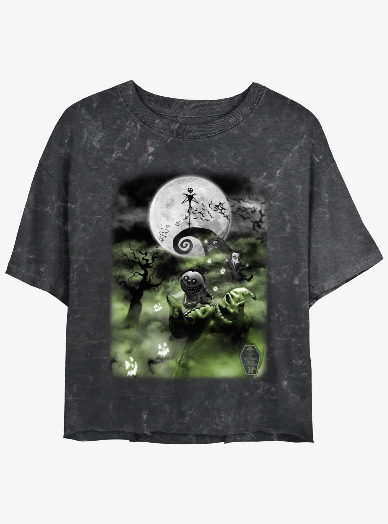 The Nightmare Before Christmas Scary Night Girls Mineral Wash Crop TShirt T-Shirt | Premium Graphic | Trending Festive Apparel