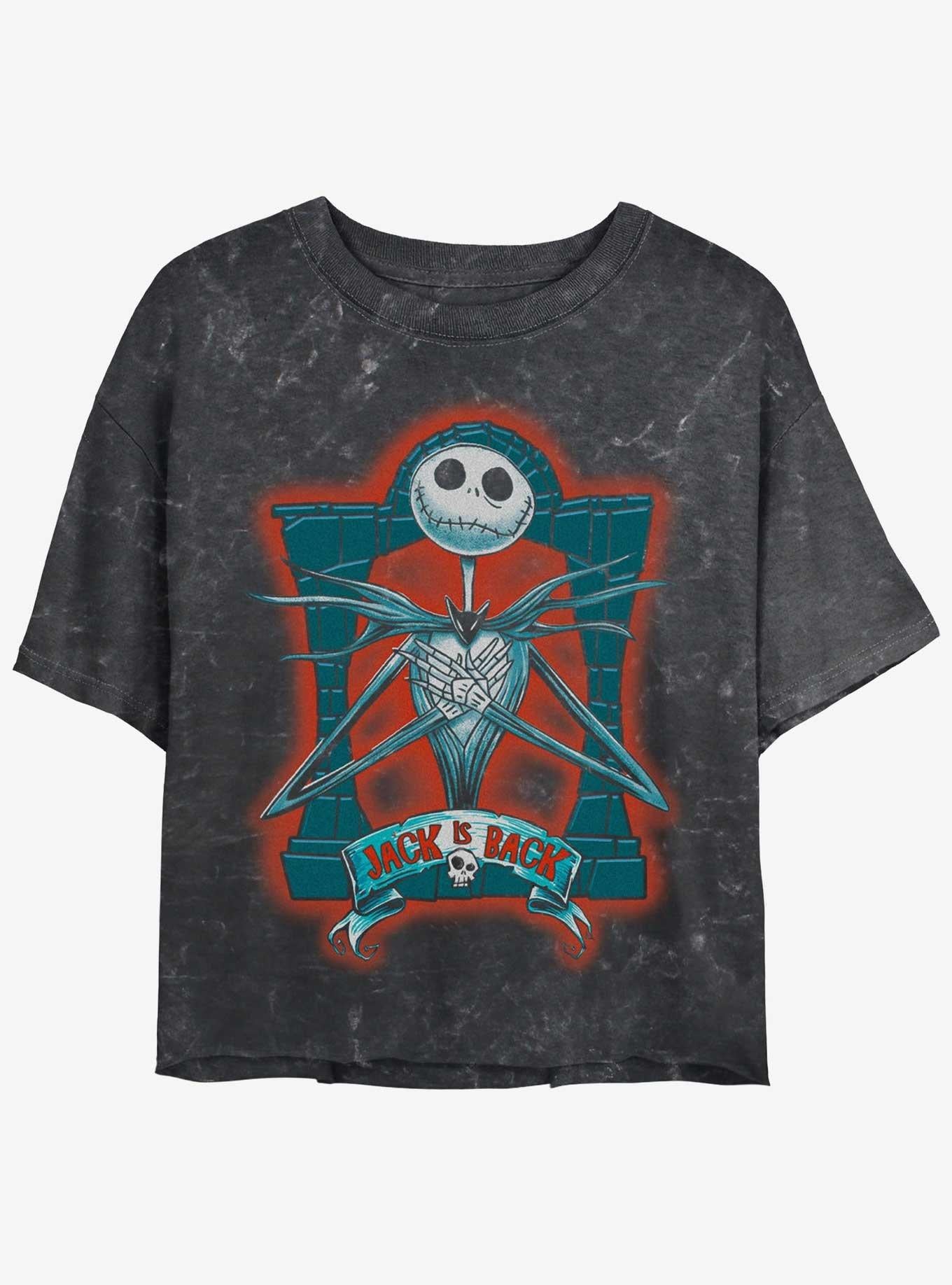 The Nightmare Before Christmas Jack Is Back Girls Mineral Wash Crop TShirt T-Shirt | Vintage Christmas Look | Top Pick For Gifting
