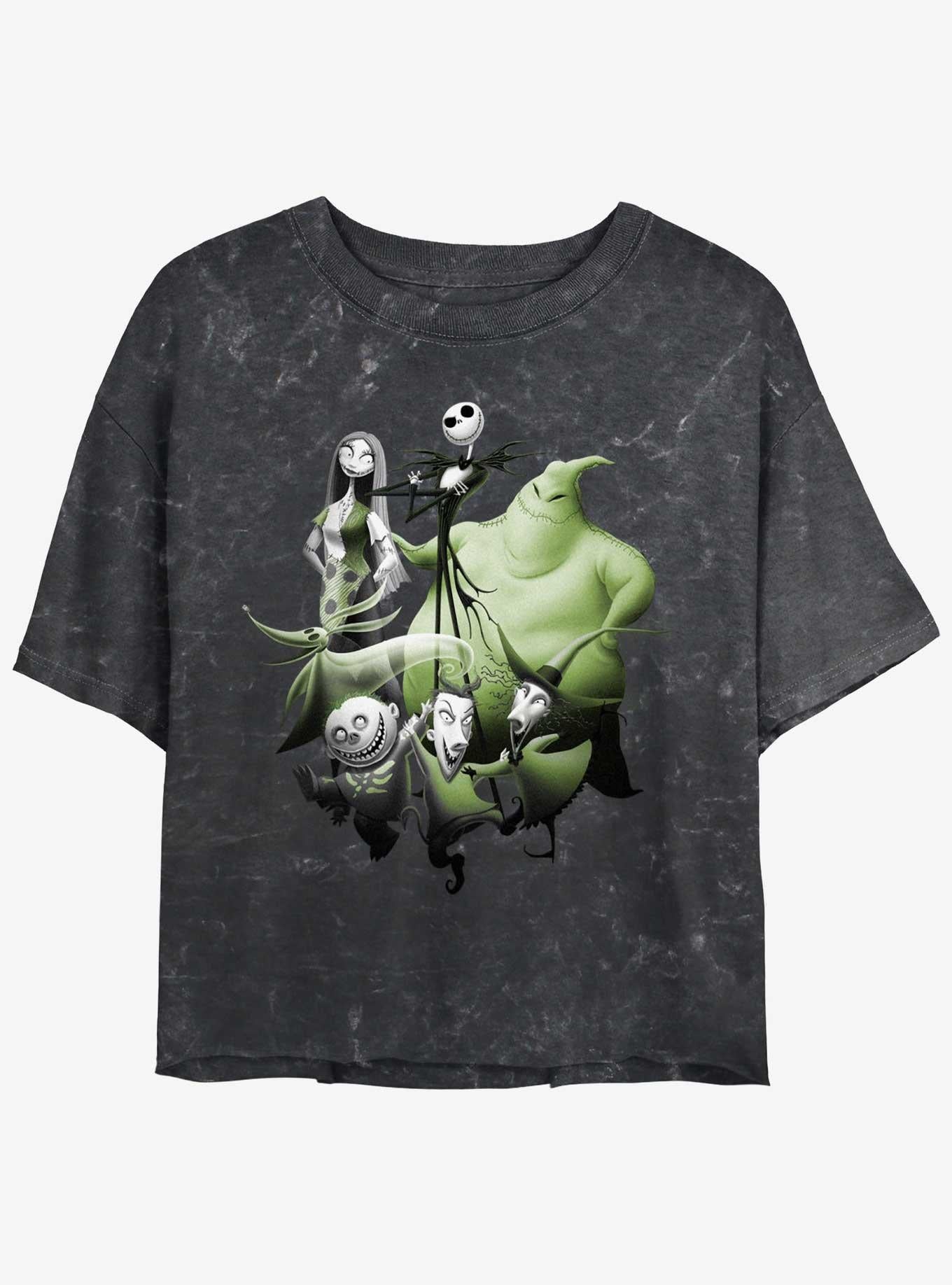 The Nightmare Before Christmas Character Group Shot Girls Mineral Wash Crop TShirt T-Shirt | Premium Graphic | Top Pick For Gifting