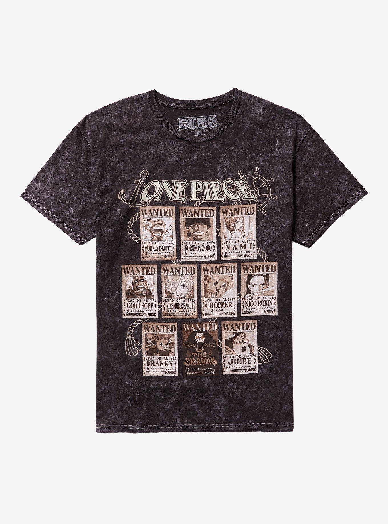 One Piece Wanted Posters Grid Dark Wash T-Shirt