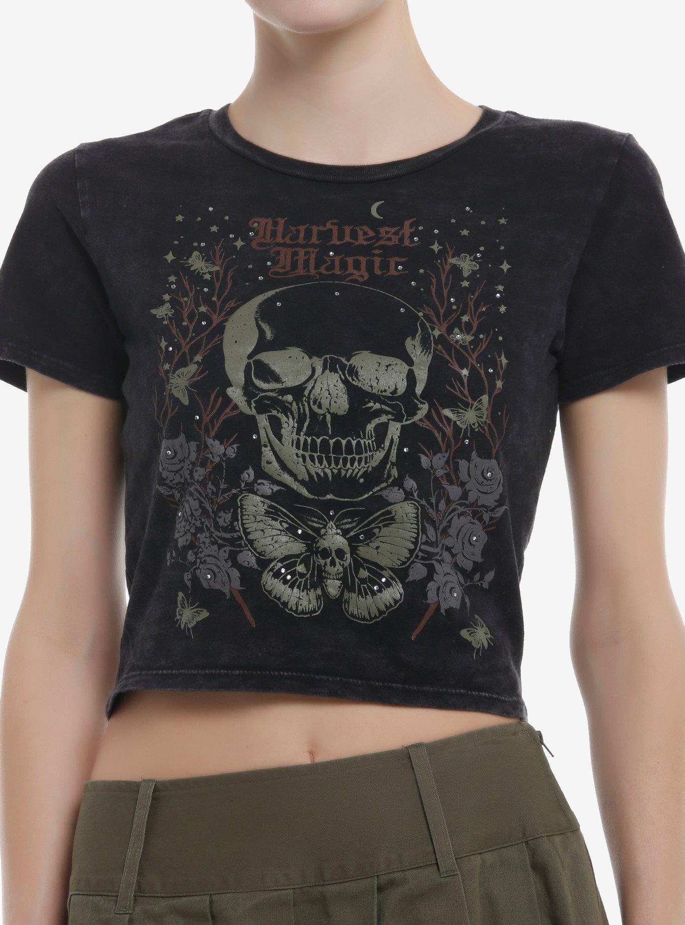 Thorn & Fable Harvest Magic Skull & Moth Rhinestone Girls Baby T-Shirt