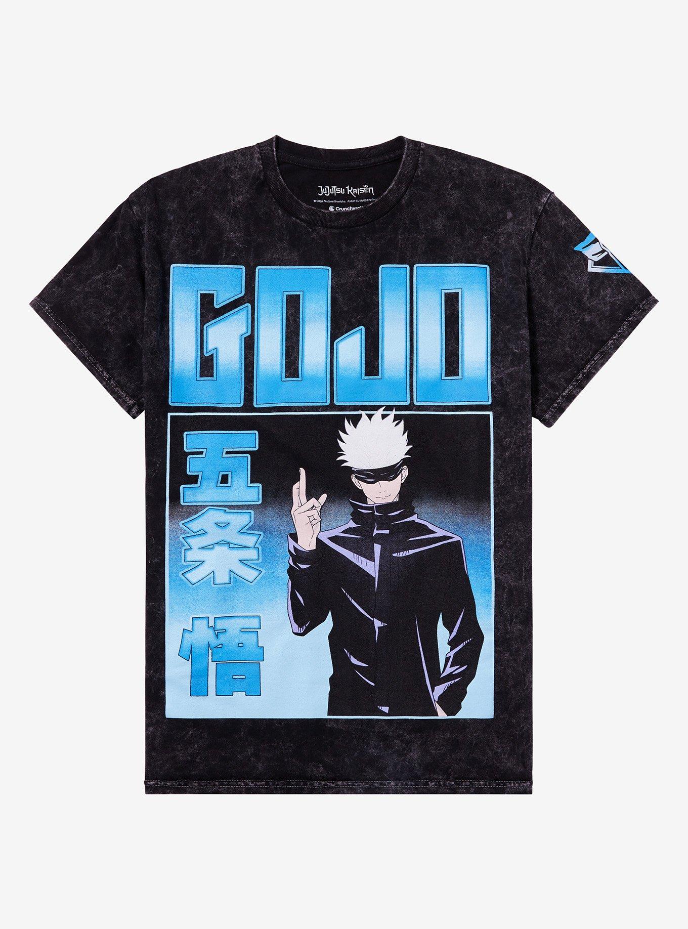 Jujutsu Kaisen Gojo Jumbo Print Dark Wash Boyfriend Fit Girls T-Shirt