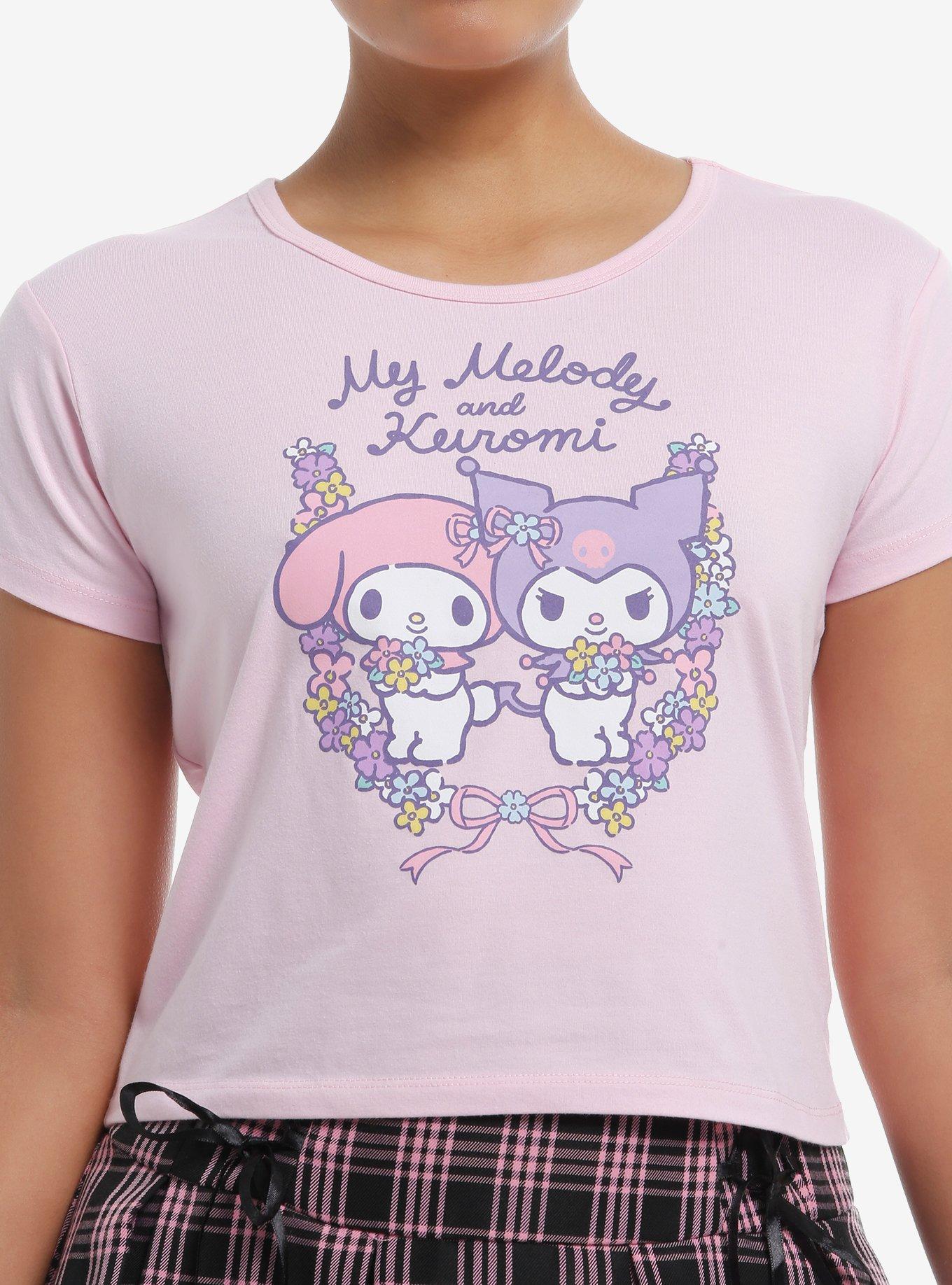 My Melody & Kuromi Floral Ribbon Girls Baby T-Shirt