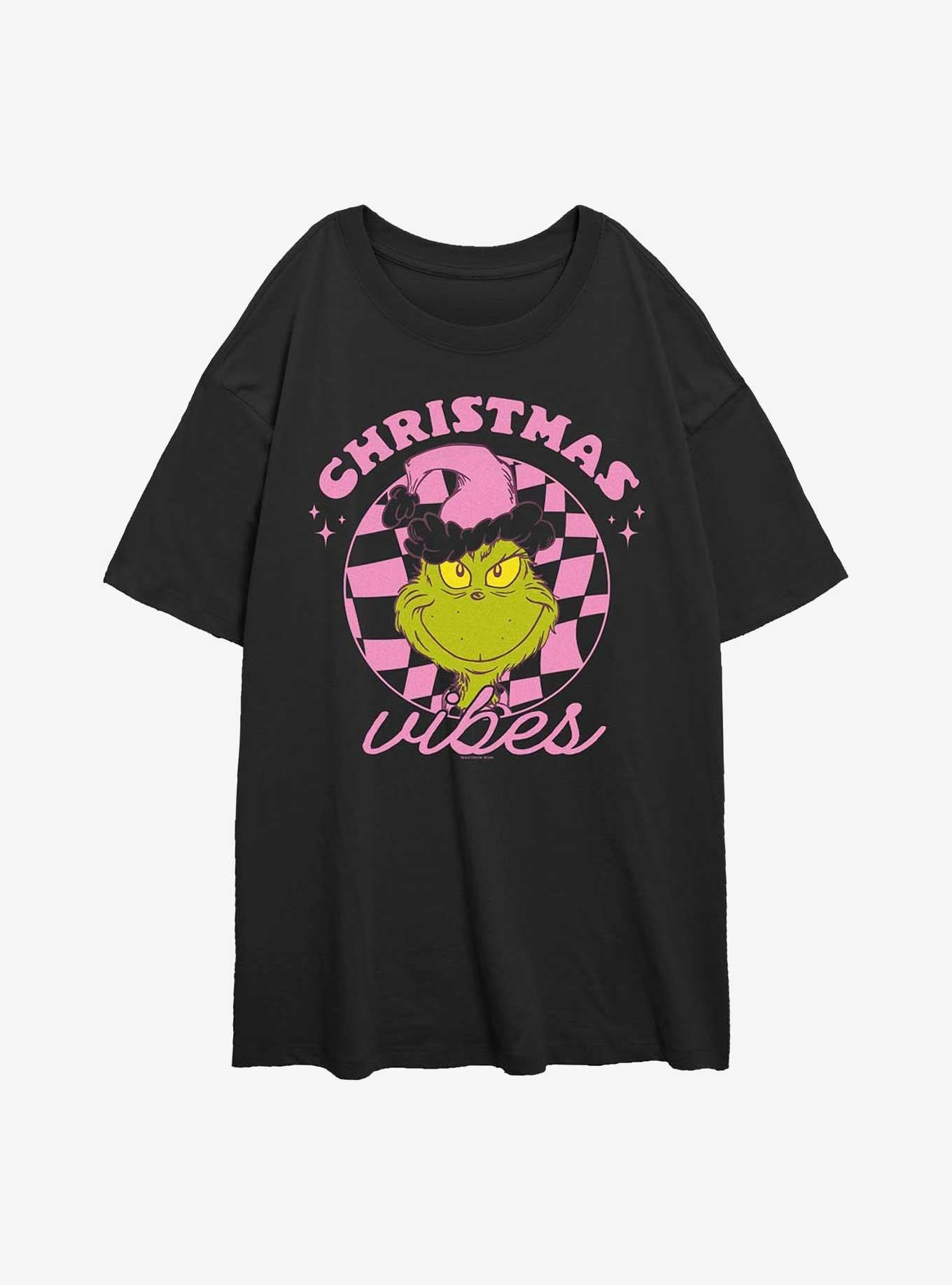 Dr Seuss Christmas Vibes Girls Oversized TShirt T-Shirt | Fan Favorite Artwork | Great For Christmas Season