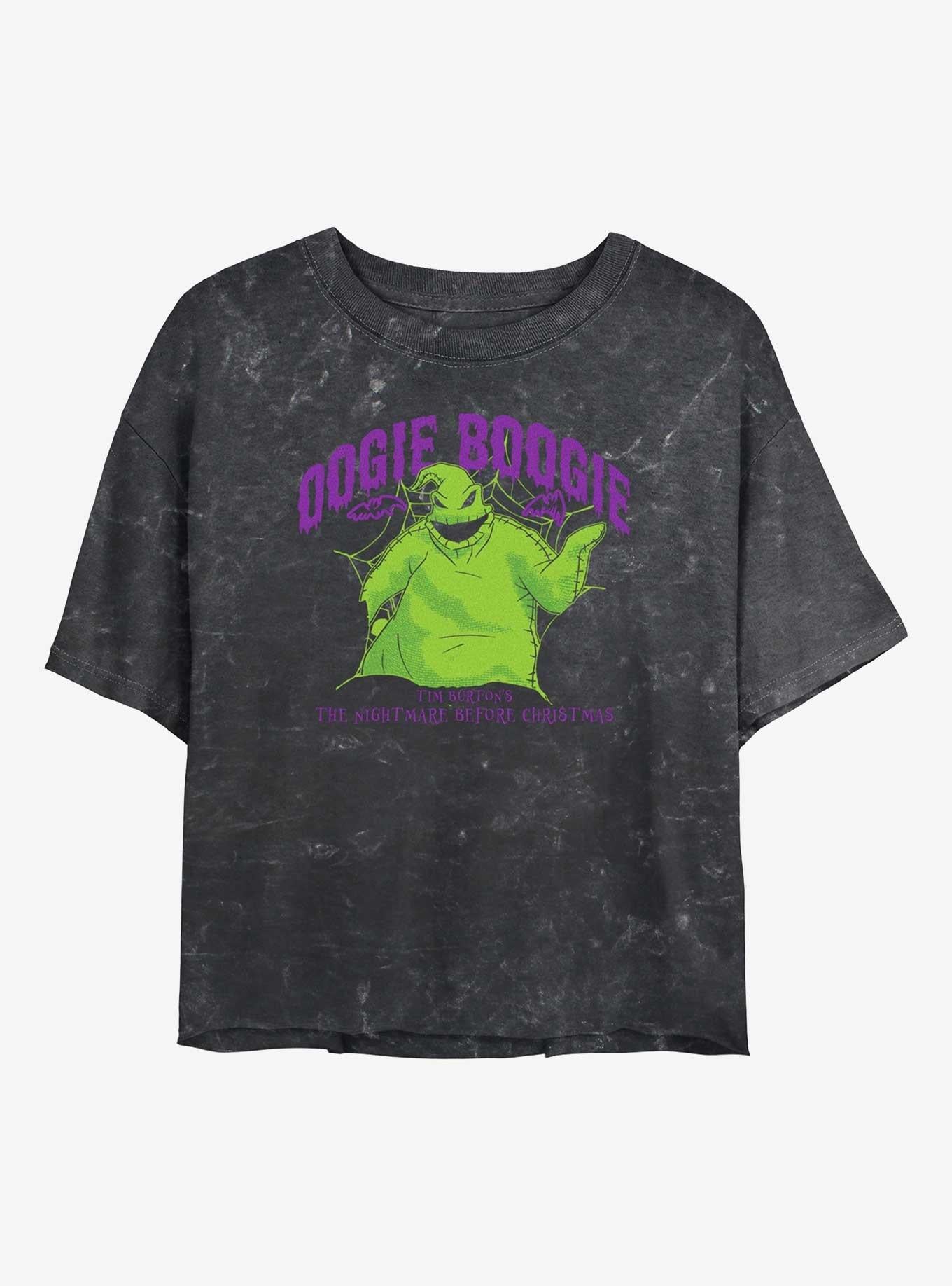 The Nightmare Before Christmas Collegiate Oogie Girls Mineral Wash Crop TShirt T-Shirt | High-Quality Print | Limited Christmas Style