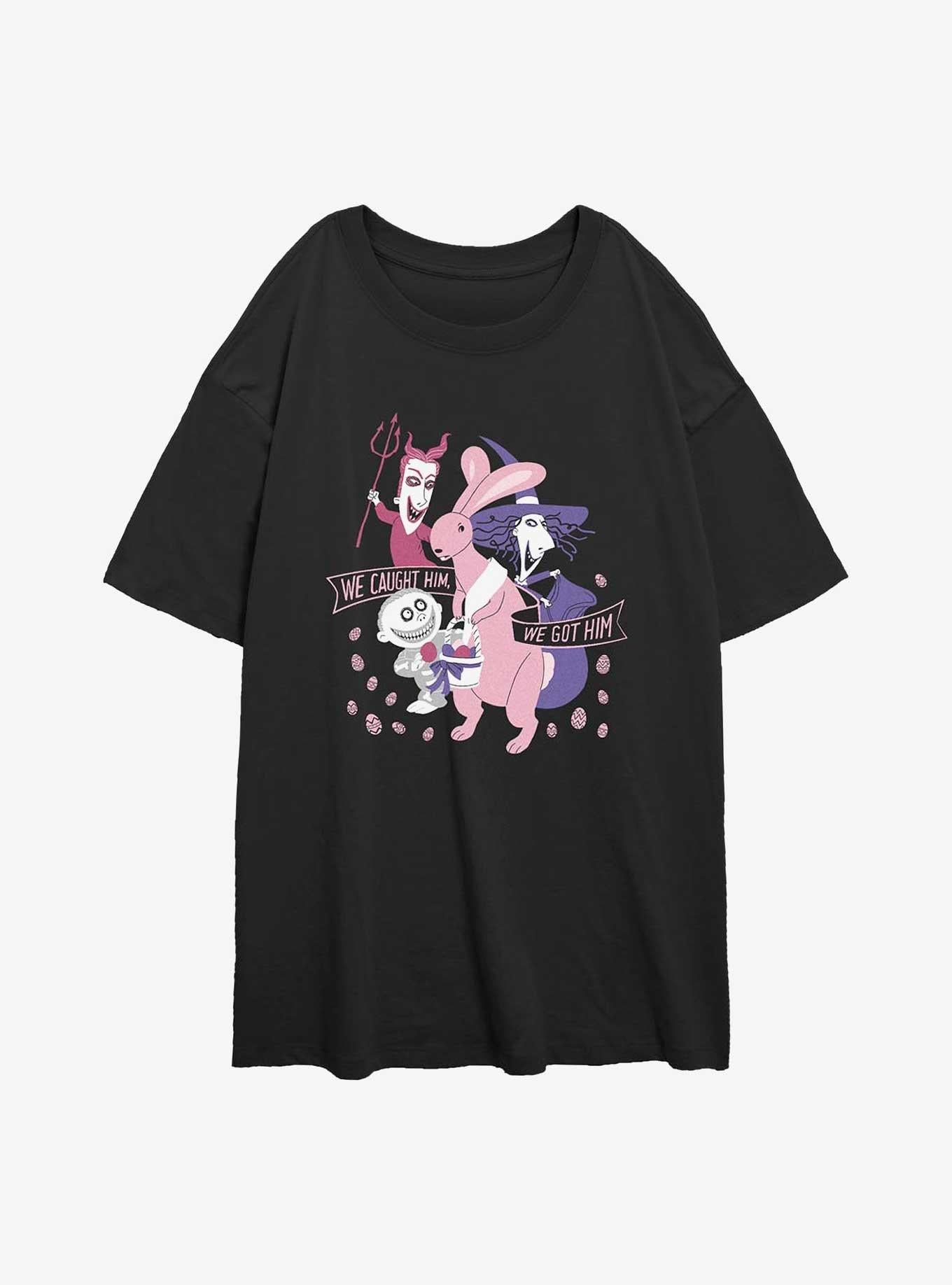 The Nightmare Before Christmas Lock Shock Barrel Caught Him Girls Oversized TShirt T-Shirt | Seasonal Must-Have | Perfect For Daily Wear