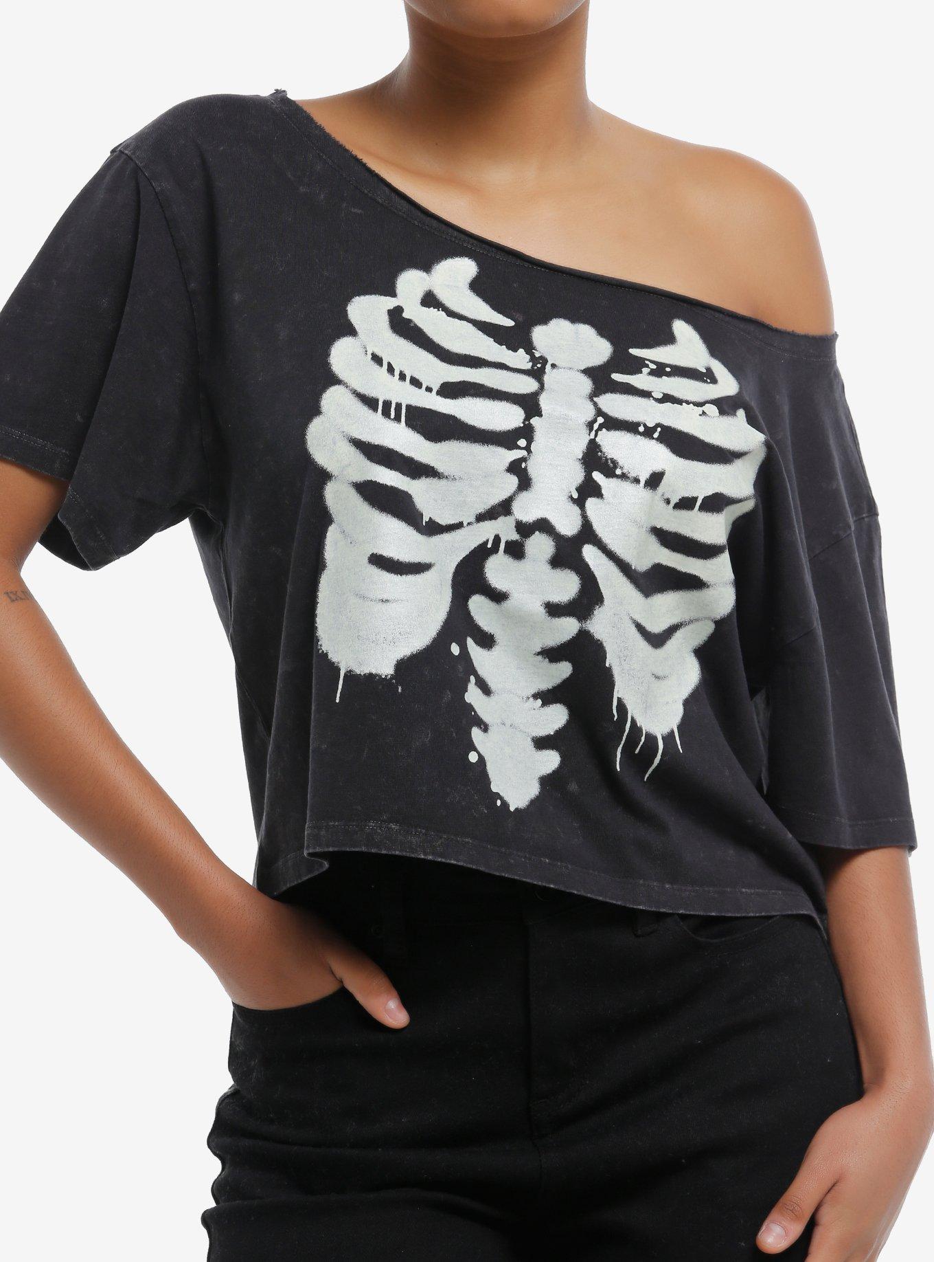 Rib Cage GlowInTheDark OffShoulder Girls TShirt Graphic Tee | Graphic Tee | Unisex Shirt | Premium Quality Apparel