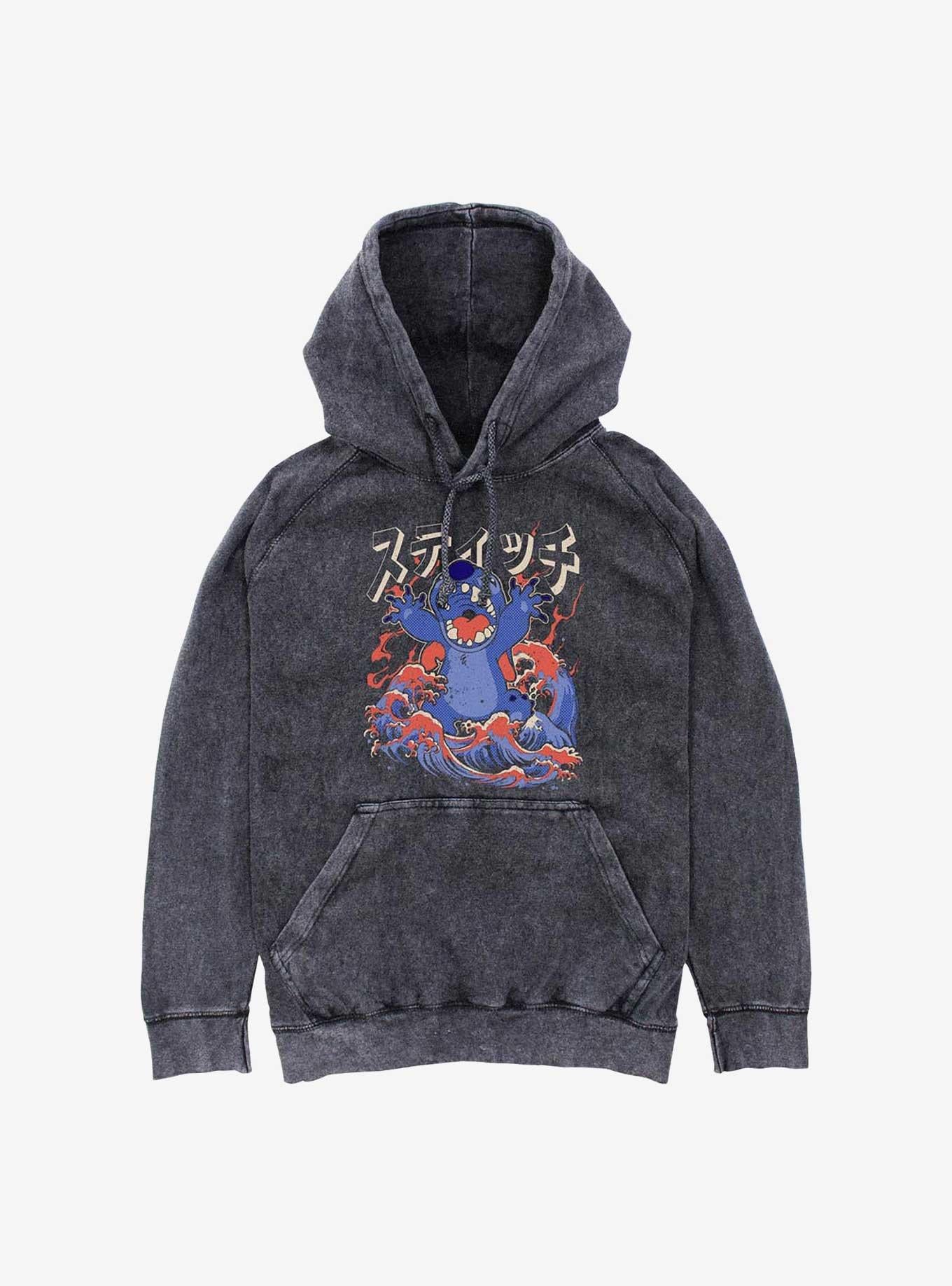Disney Lilo & Stitch Kaiju Stitch Waves Mineral Wash Hoodie Hot Topic Exclusive