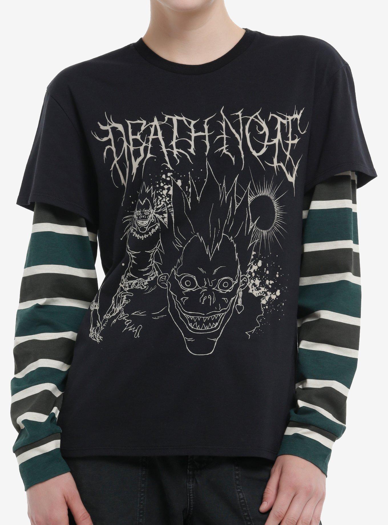 Death Note Ryuk Stripe Girls Twofer Long-Sleeve T-Shirt