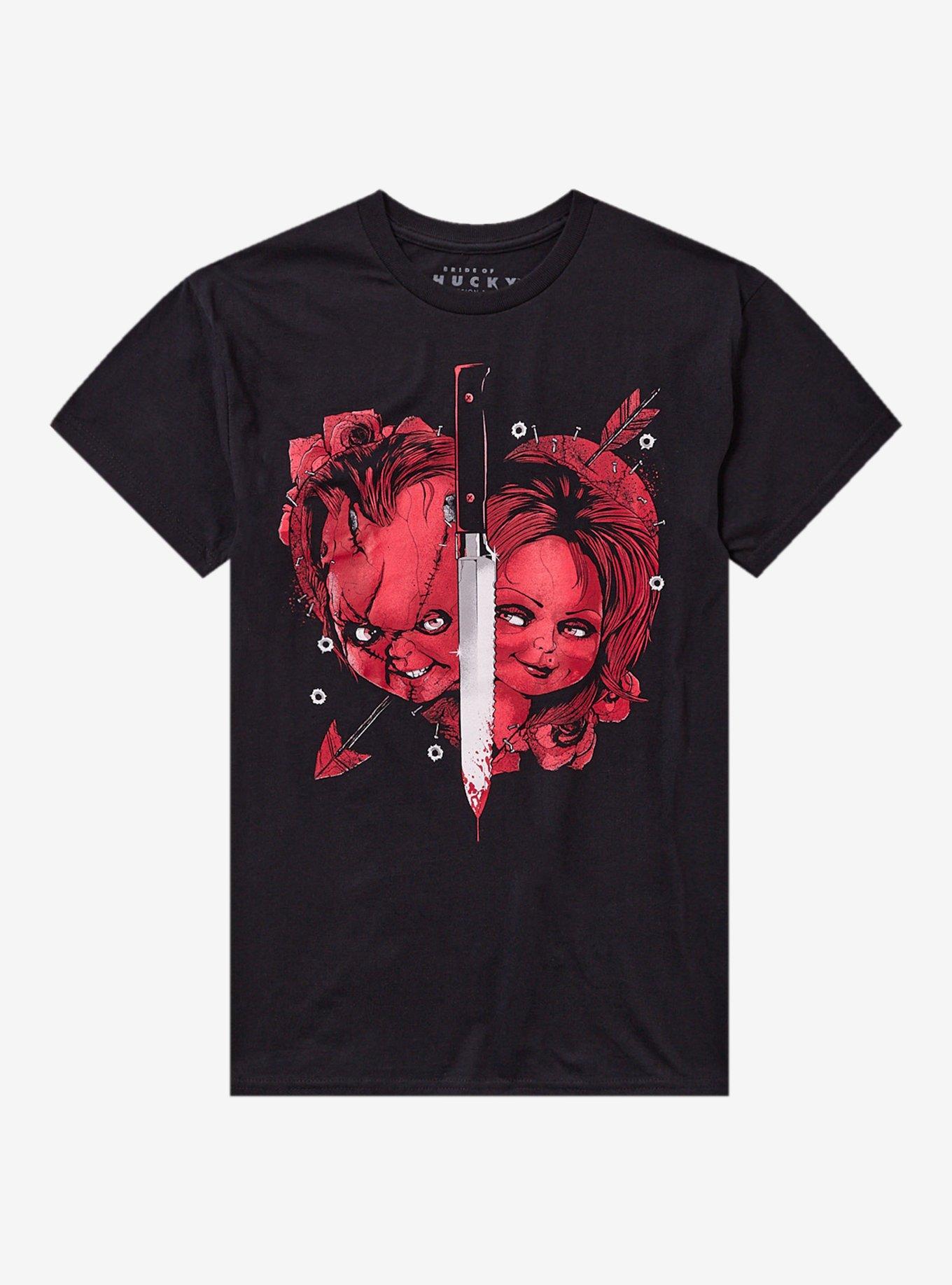 Bride Of Chucky Tiffany Chucky Knife Portrait TShirt Graphic Tee | Graphic Tee | Unisex Shirt | Best-Selling Design