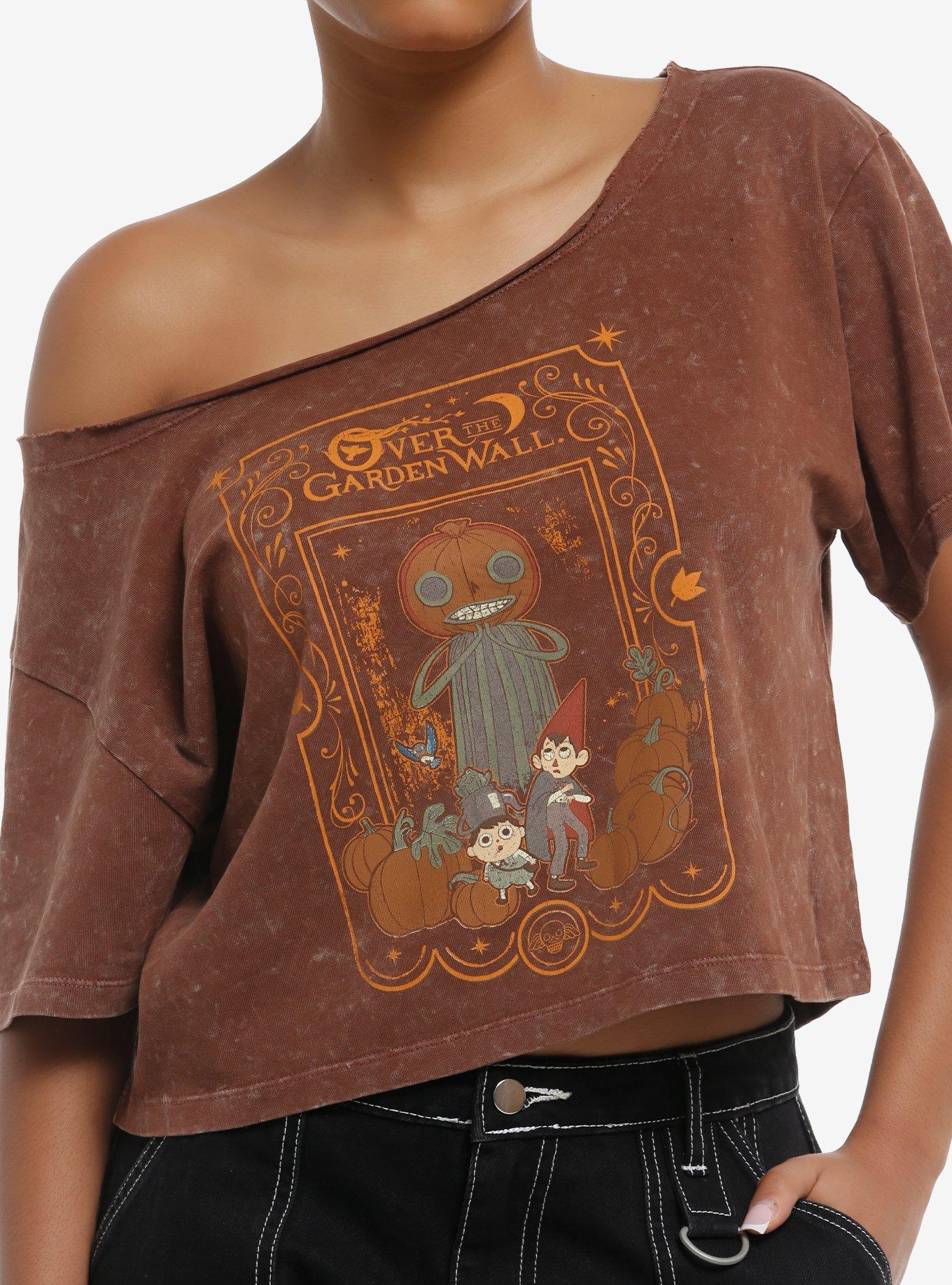 Over The Garden Wall Pottsfield Brown Wash Girls Off-The-Shoulder T-Shirt