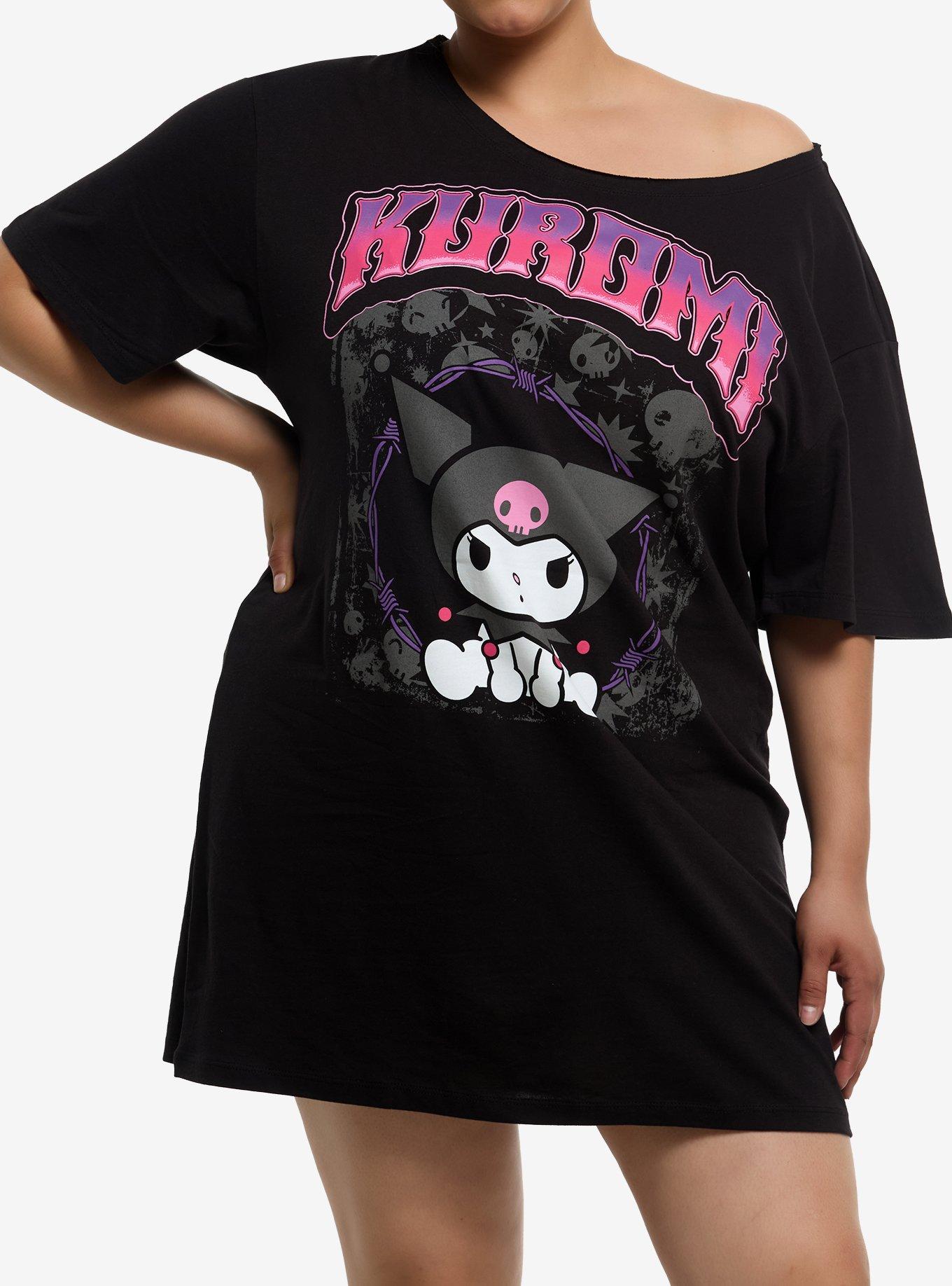 Kuromi Off-The-Shoulder T-Shirt Dress Plus Size