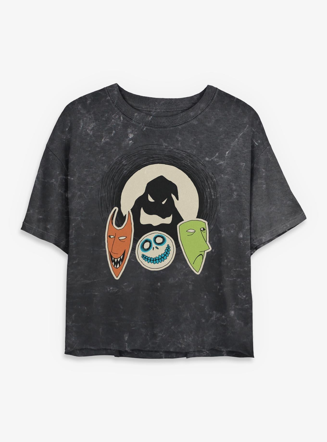 Disney The Nightmare Before Christmas Oogie Boogie And Friends Girls Mineral Wash Crop TShirt T-Shirt | High-Quality Print | Trending Festive Apparel