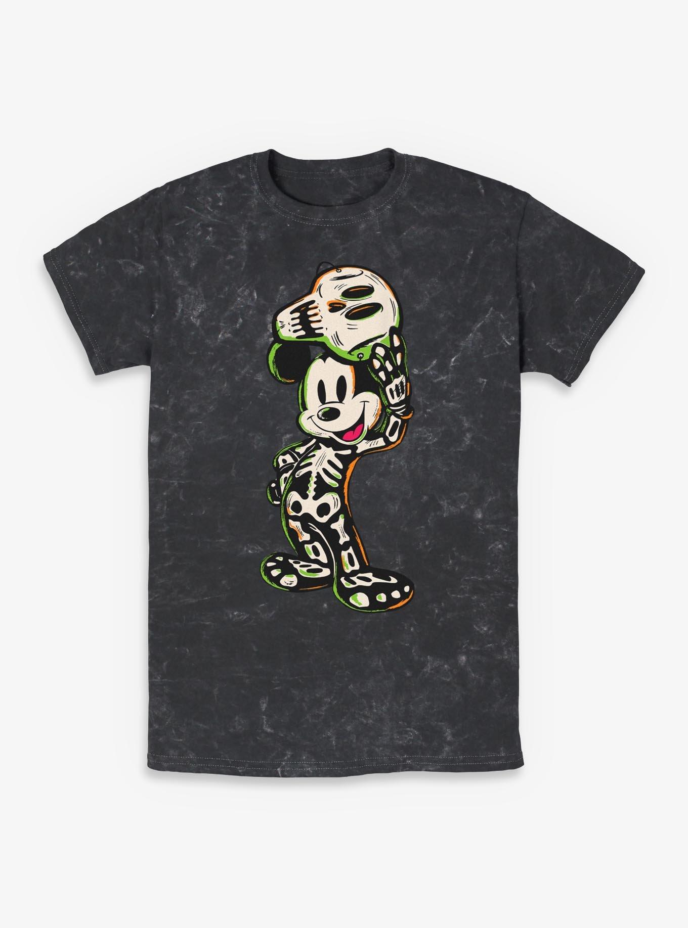 Disney Mickey Mouse Halloween Skeleton Mineral Wash T-Shirt