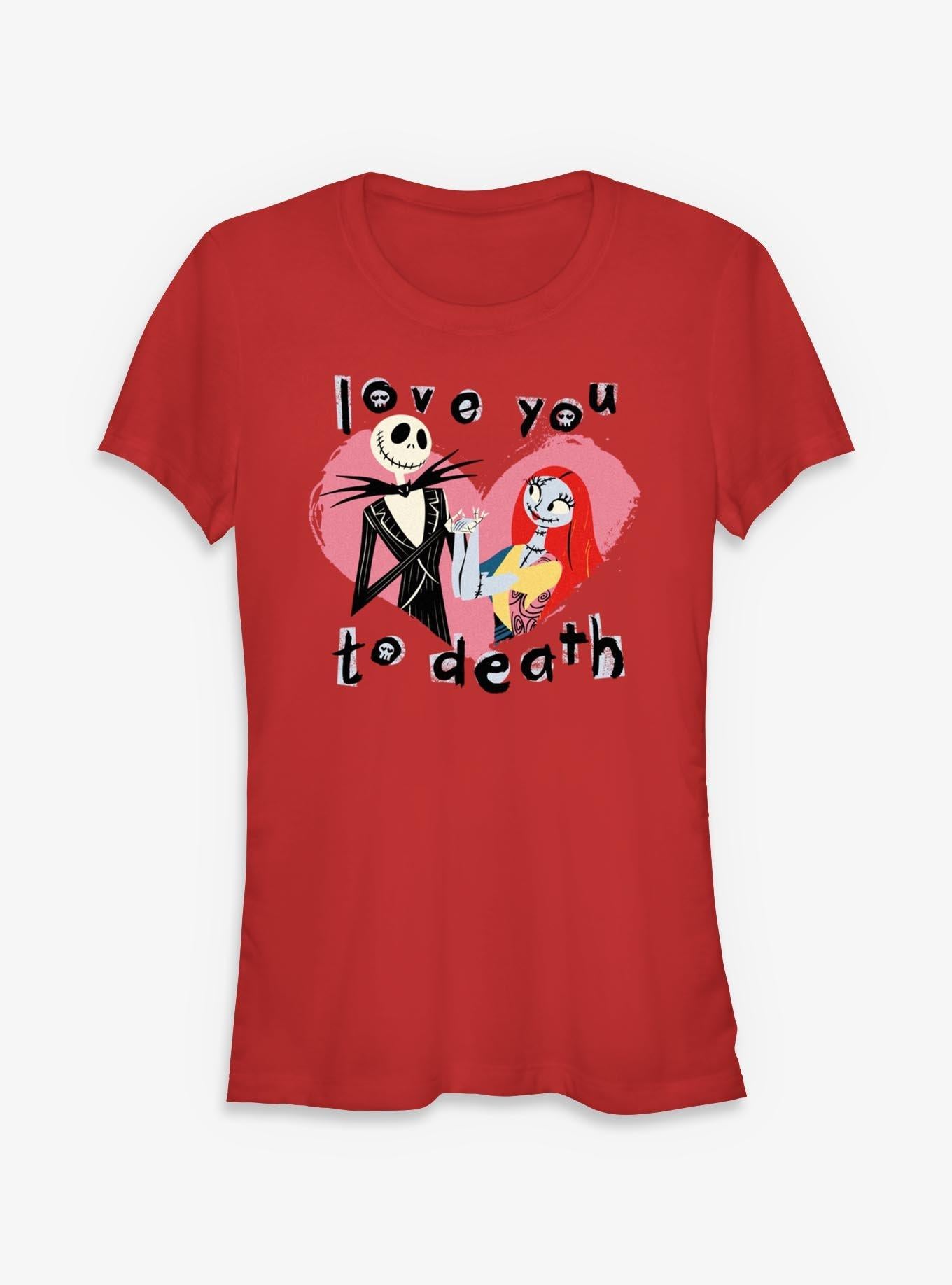 Disney The Nightmare Before Christmas Jack Sally Love You To Death Girls TShirt T-Shirt | Vintage Christmas Look | Perfect Holiday Gift