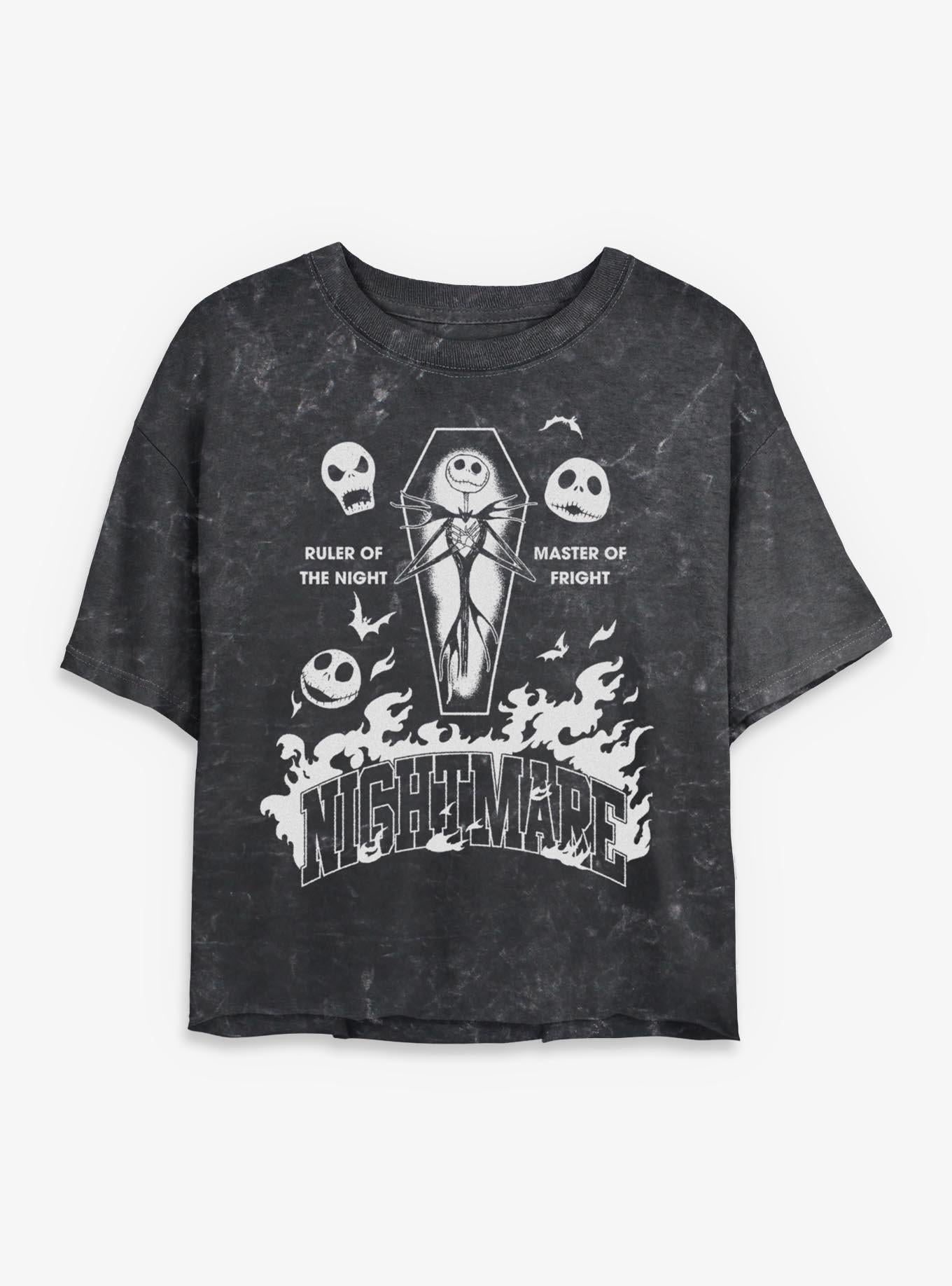 Disney The Nightmare Before Christmas Jack Ruler Of The Night Girls Mineral Wash Crop TShirt T-Shirt | Holiday Edition | Limited Christmas Style