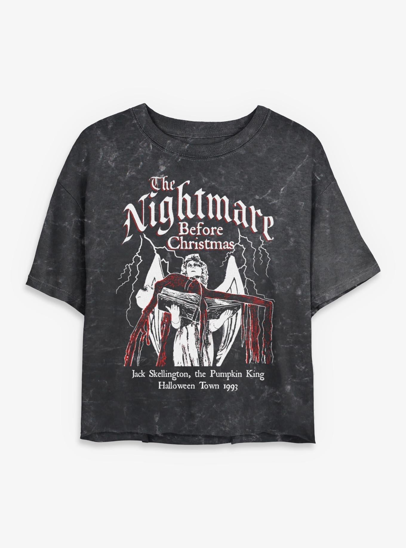 Disney The Nightmare Before Christmas Jack On Angel Statue Girls Mineral Wash Crop TShirt T-Shirt | Best-Selling Design | Limited Christmas Style