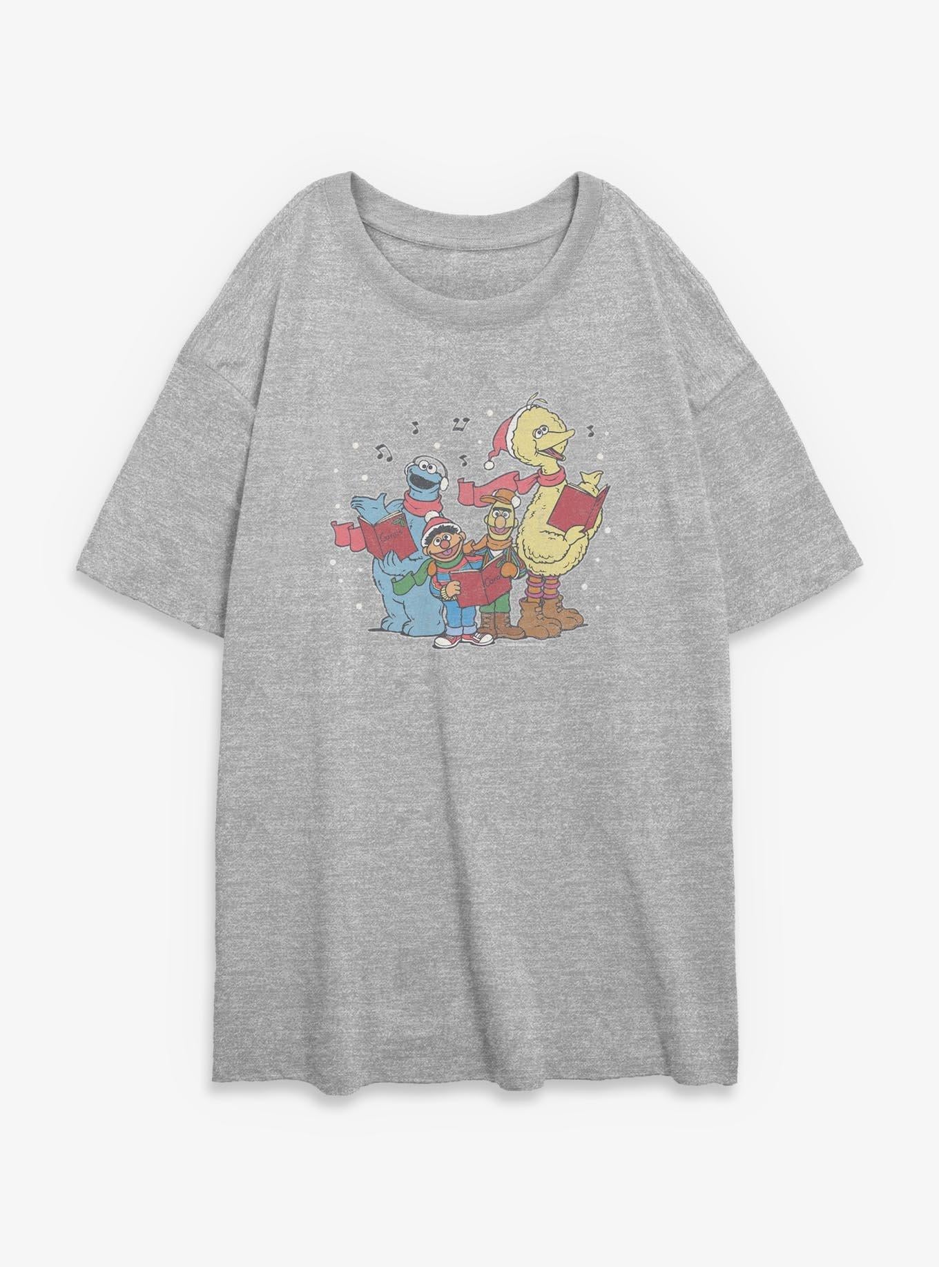 Sesame Street Christmas Carols Girls Oversized TShirt T-Shirt | High-Quality Print | Perfect Holiday Gift